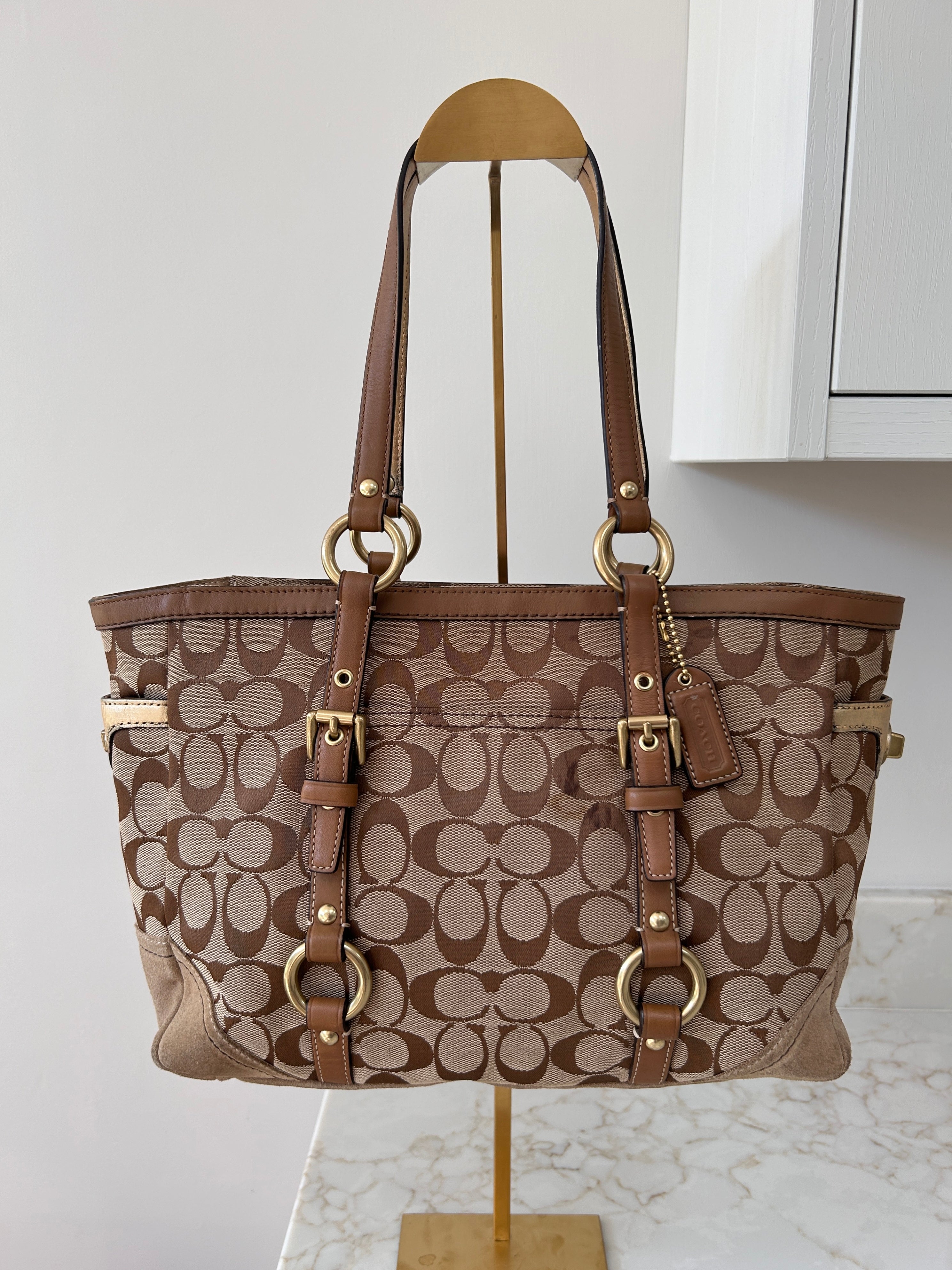 Vintage Coach brown monogram shoulder bag