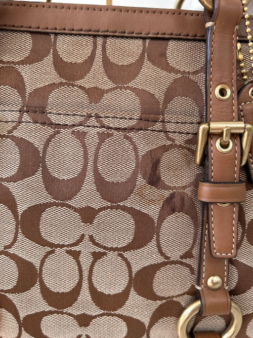 Vintage Coach brown monogram shoulder bag
