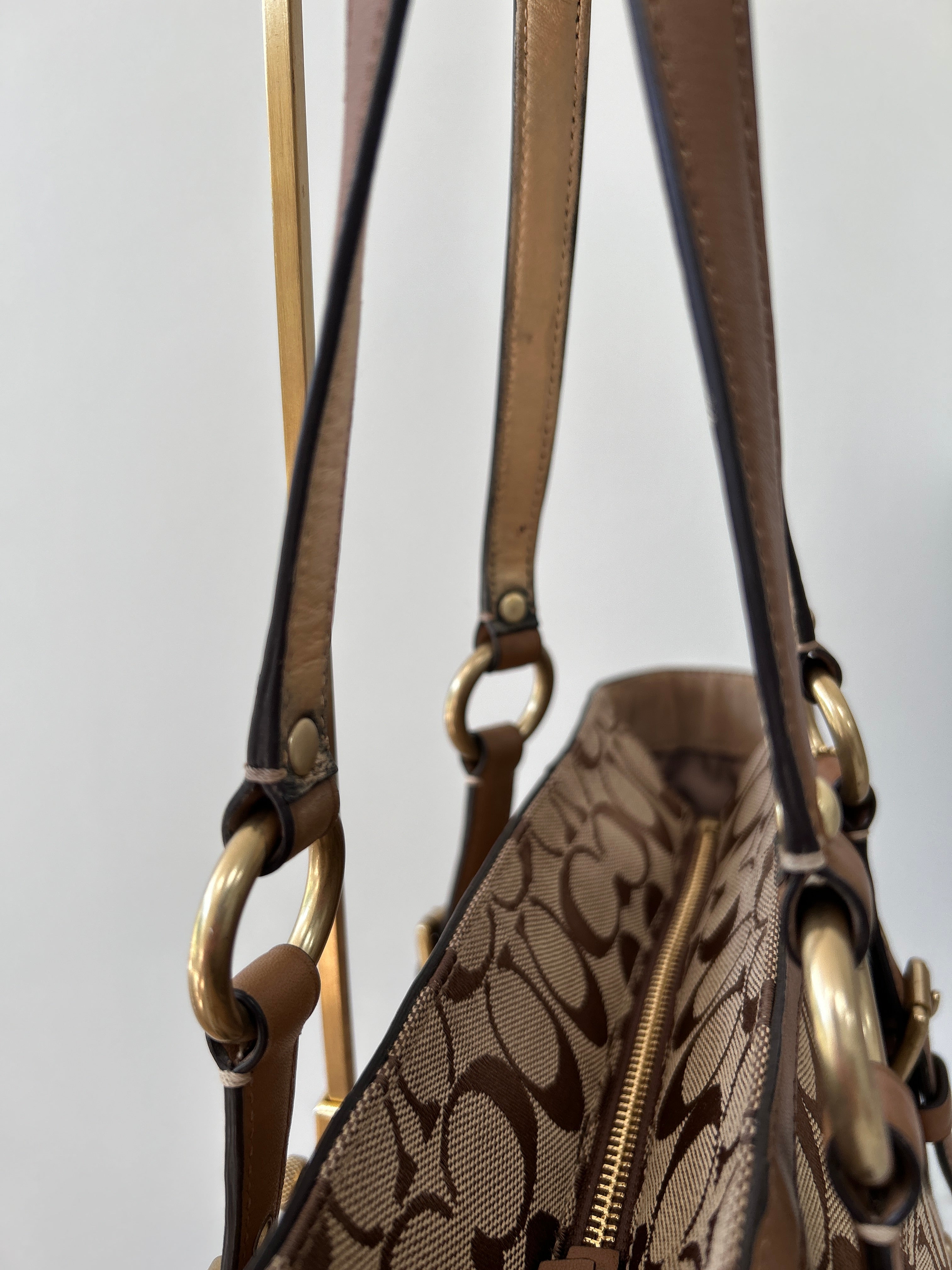 Vintage Coach brown monogram shoulder bag