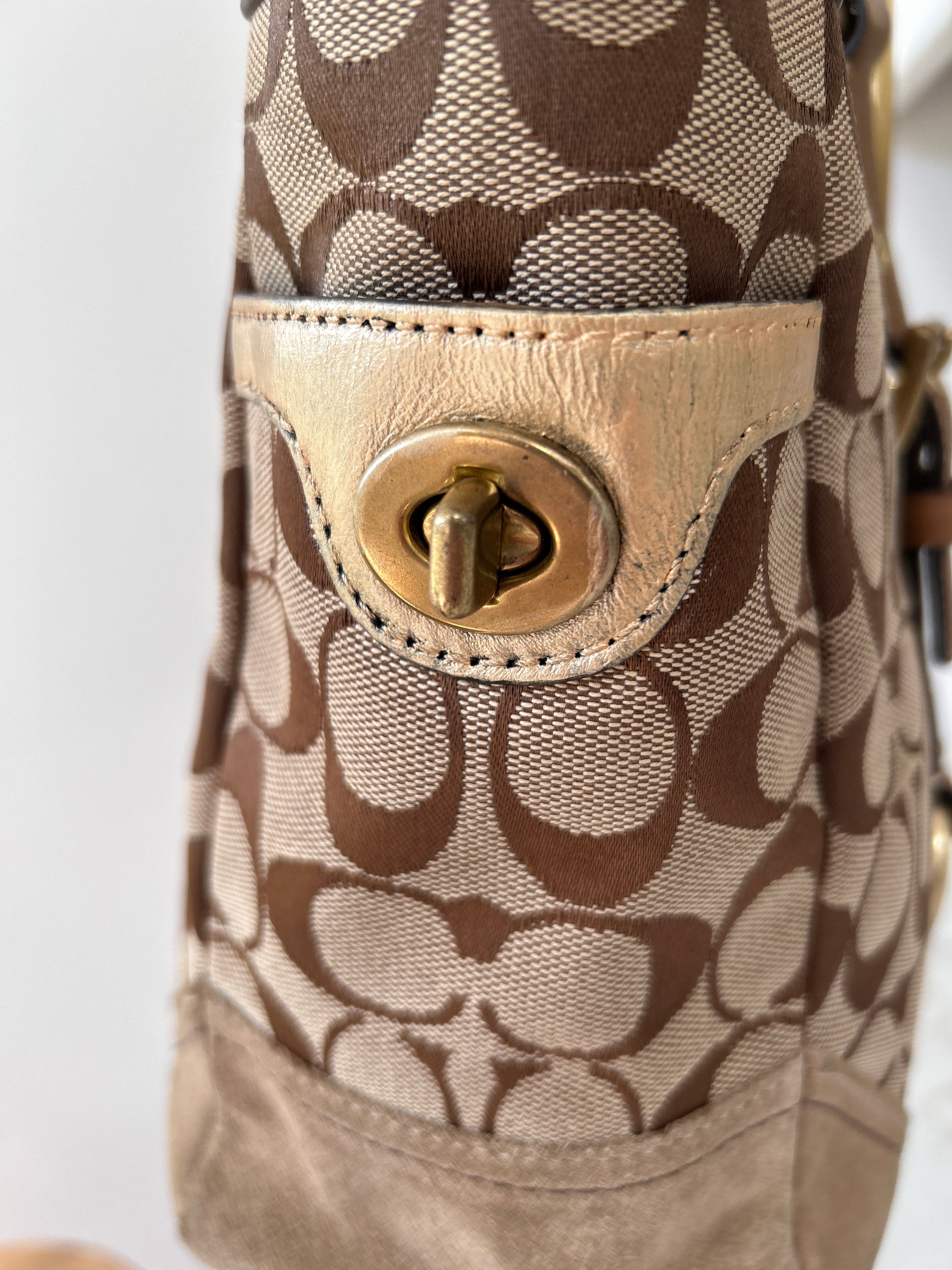 Vintage Coach brown monogram shoulder bag