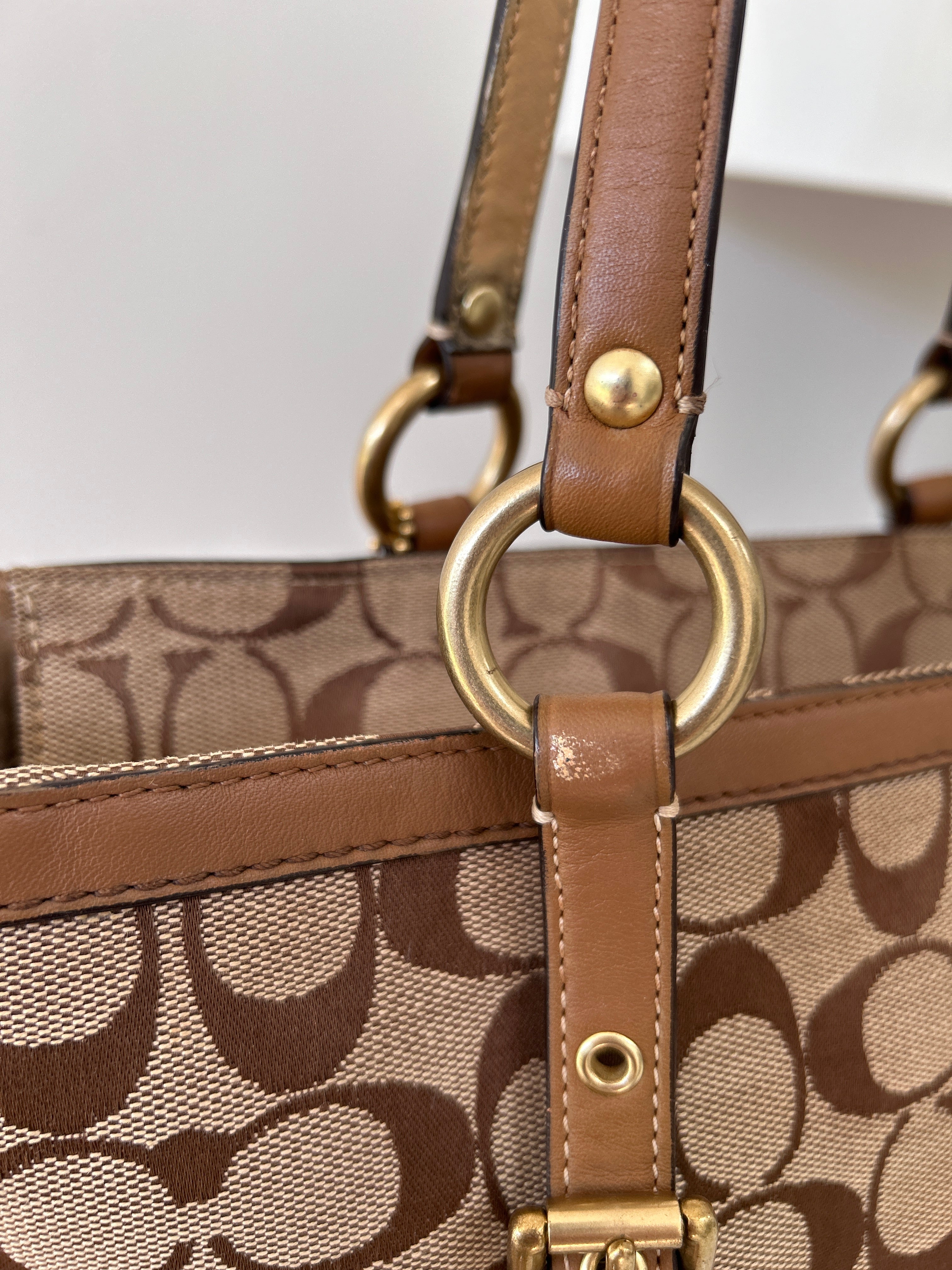 Vintage Coach brown monogram shoulder bag