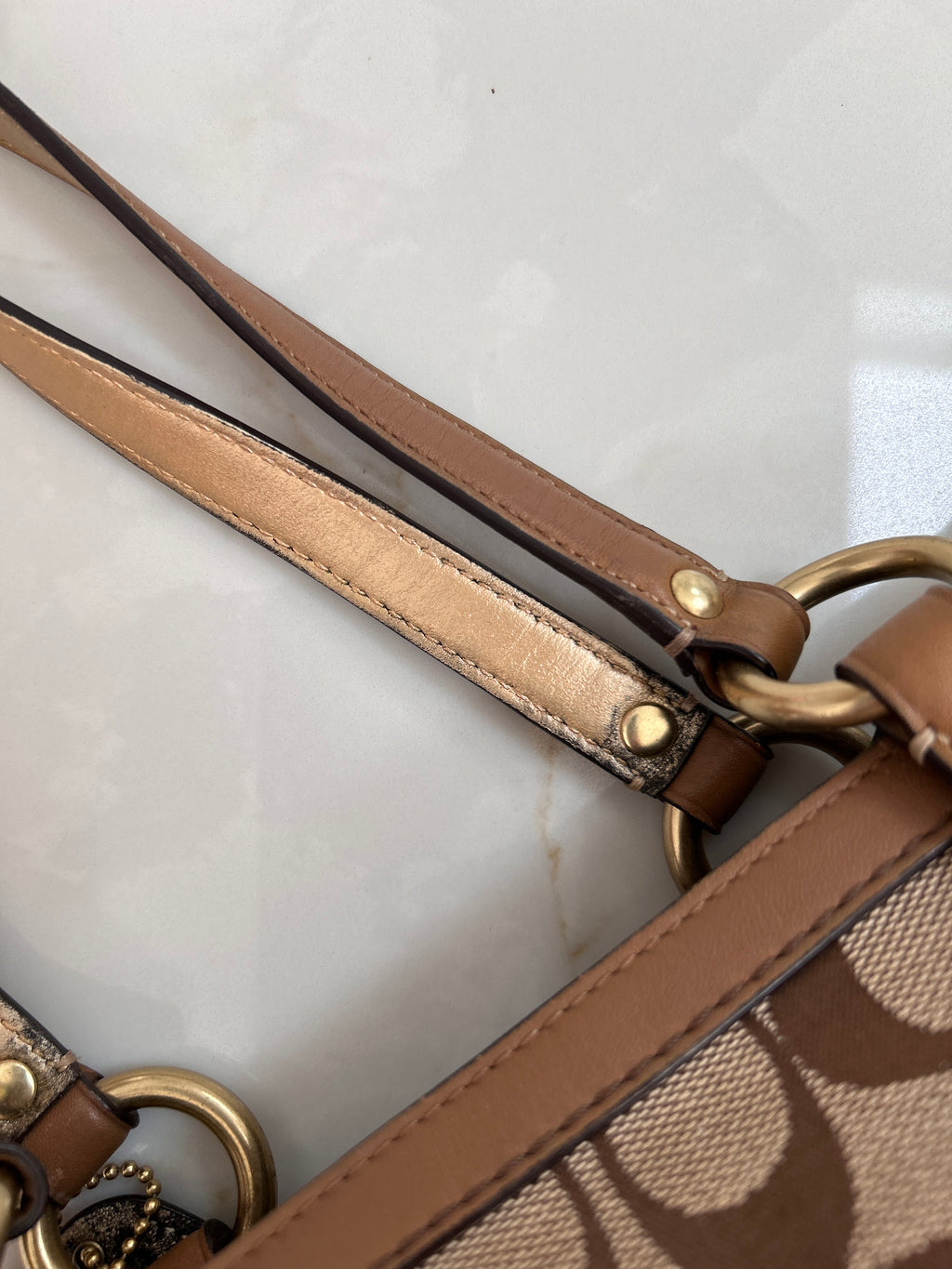 Vintage Coach brown monogram shoulder bag