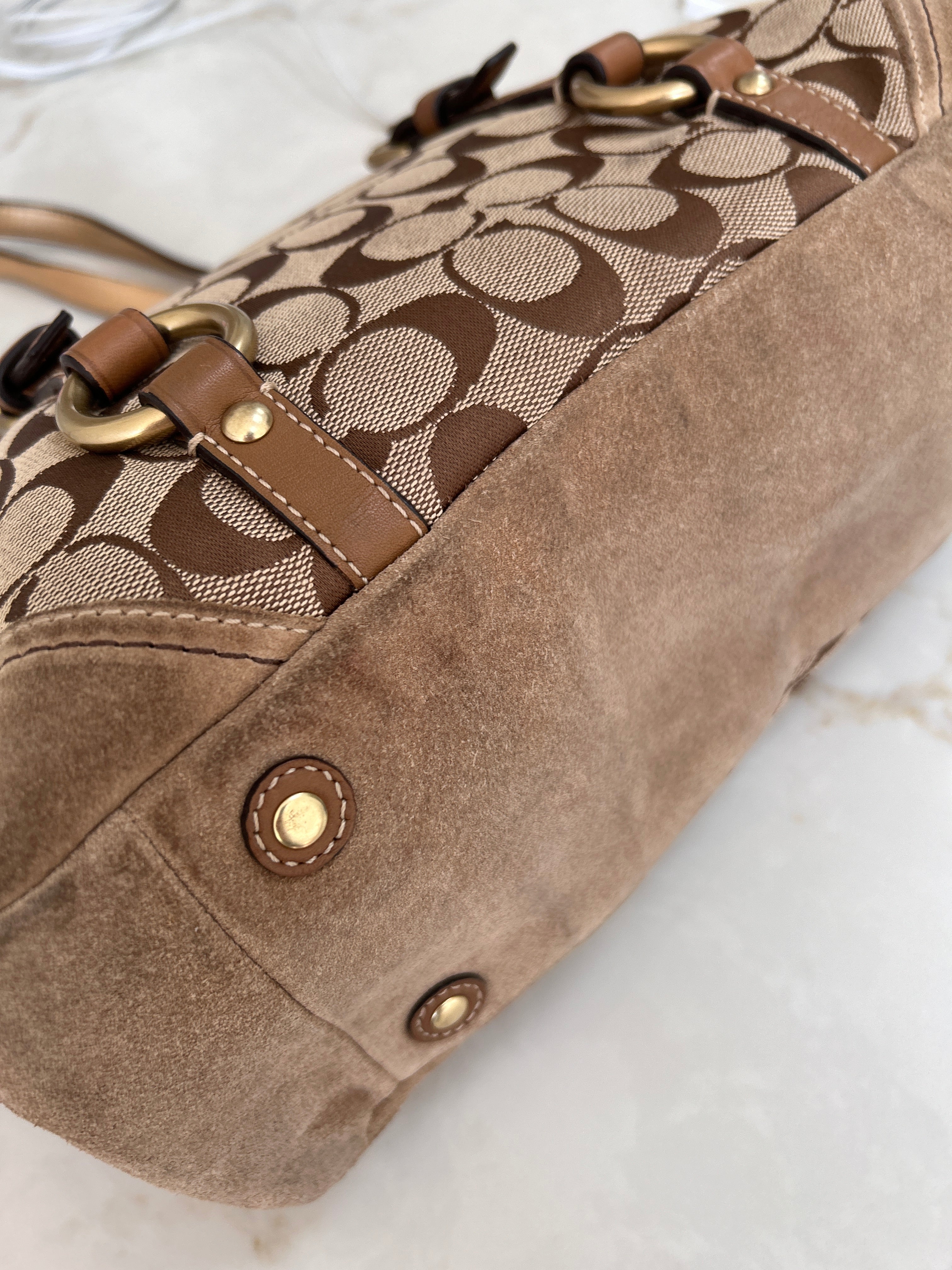 Vintage Coach brown monogram shoulder bag