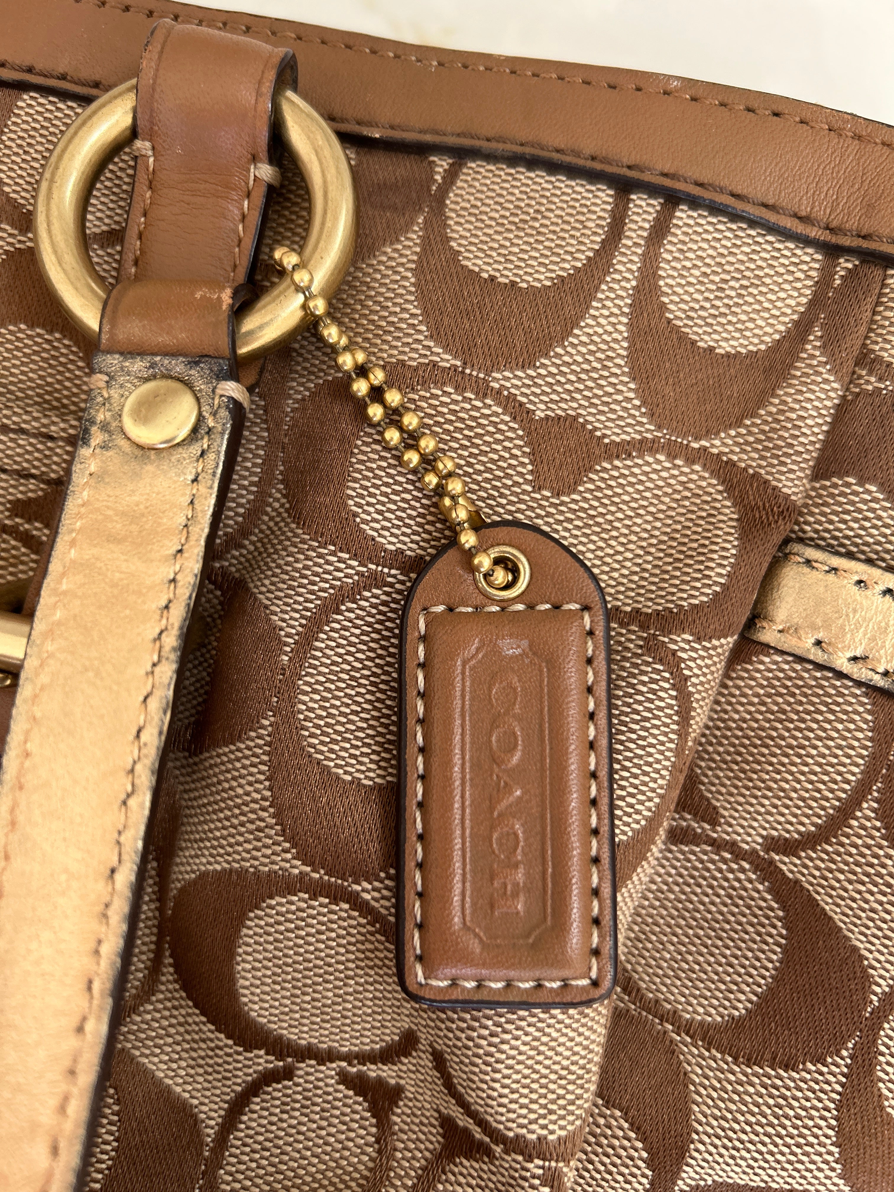Vintage Coach brown monogram shoulder bag