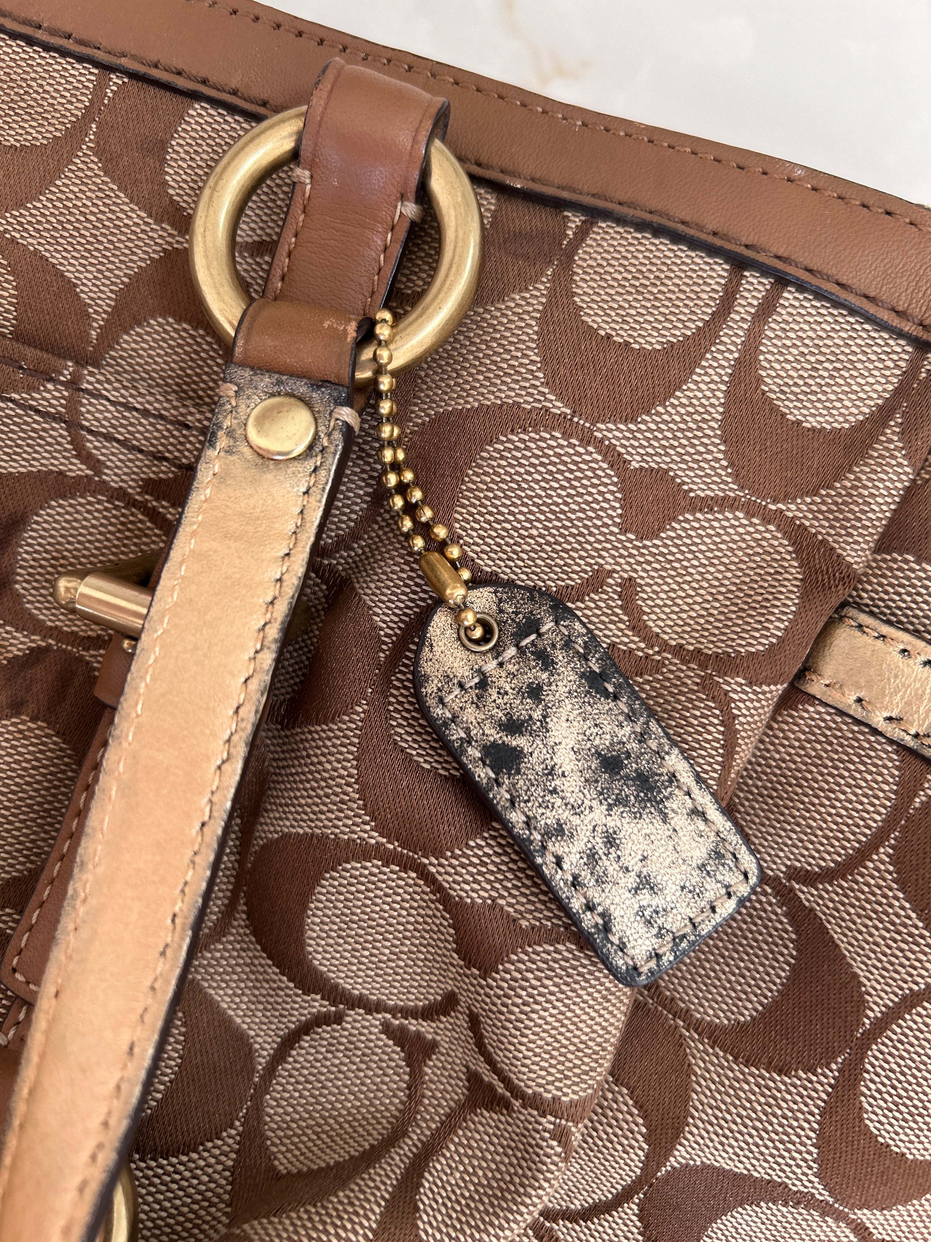 Vintage Coach brown monogram shoulder bag