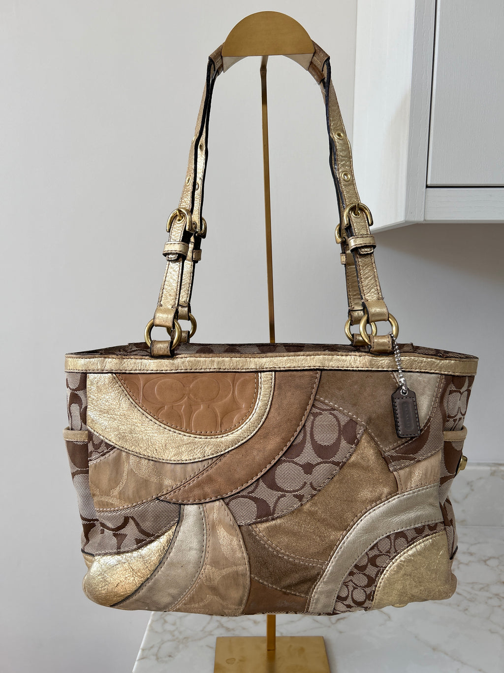Vintage Coach gold patchwork shoulder bag