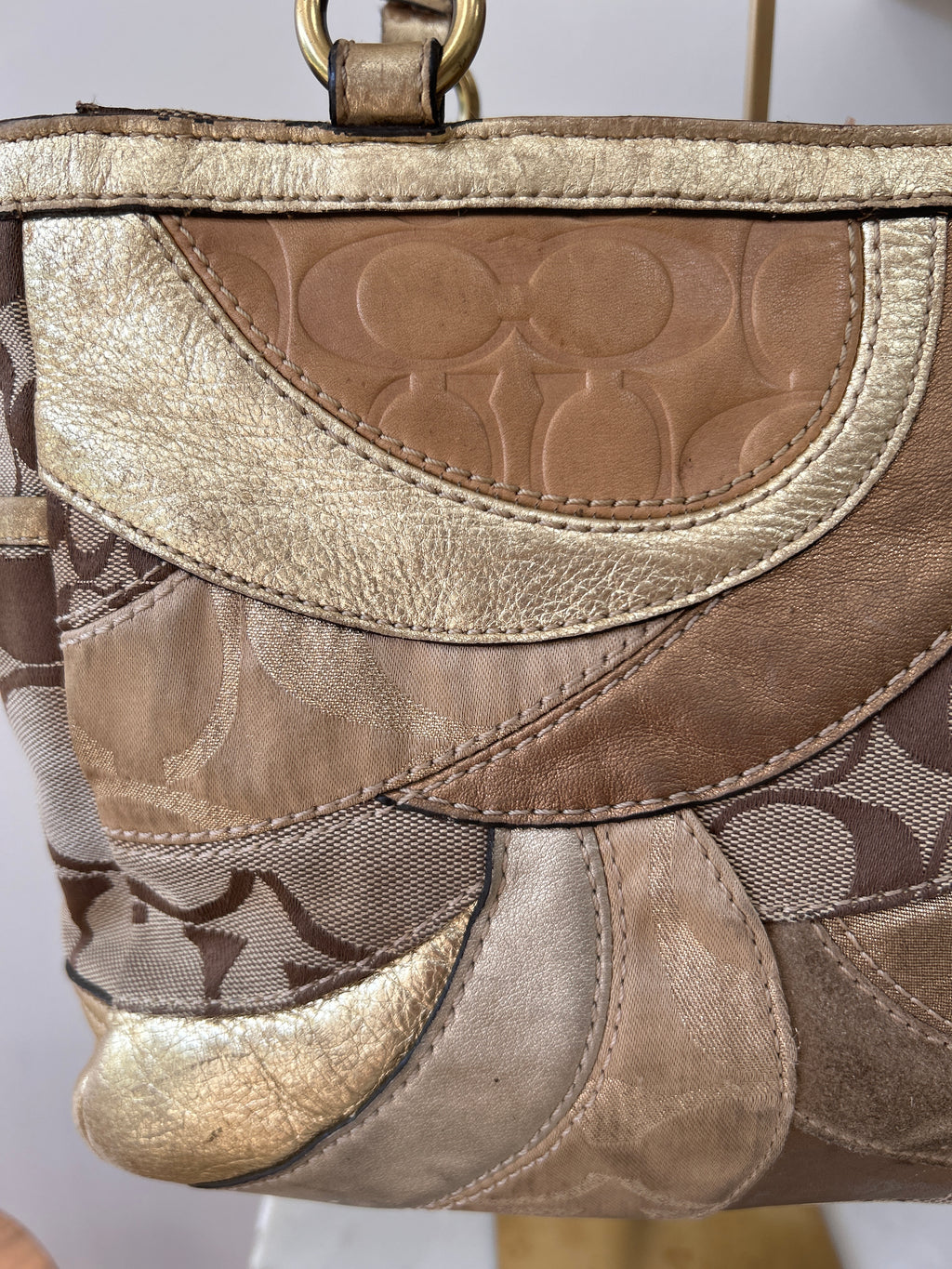 Vintage Coach gold patchwork shoulder bag