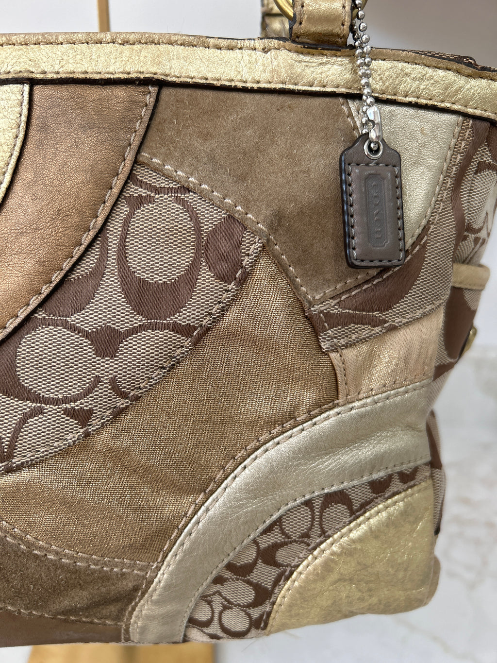 Vintage Coach gold patchwork shoulder bag