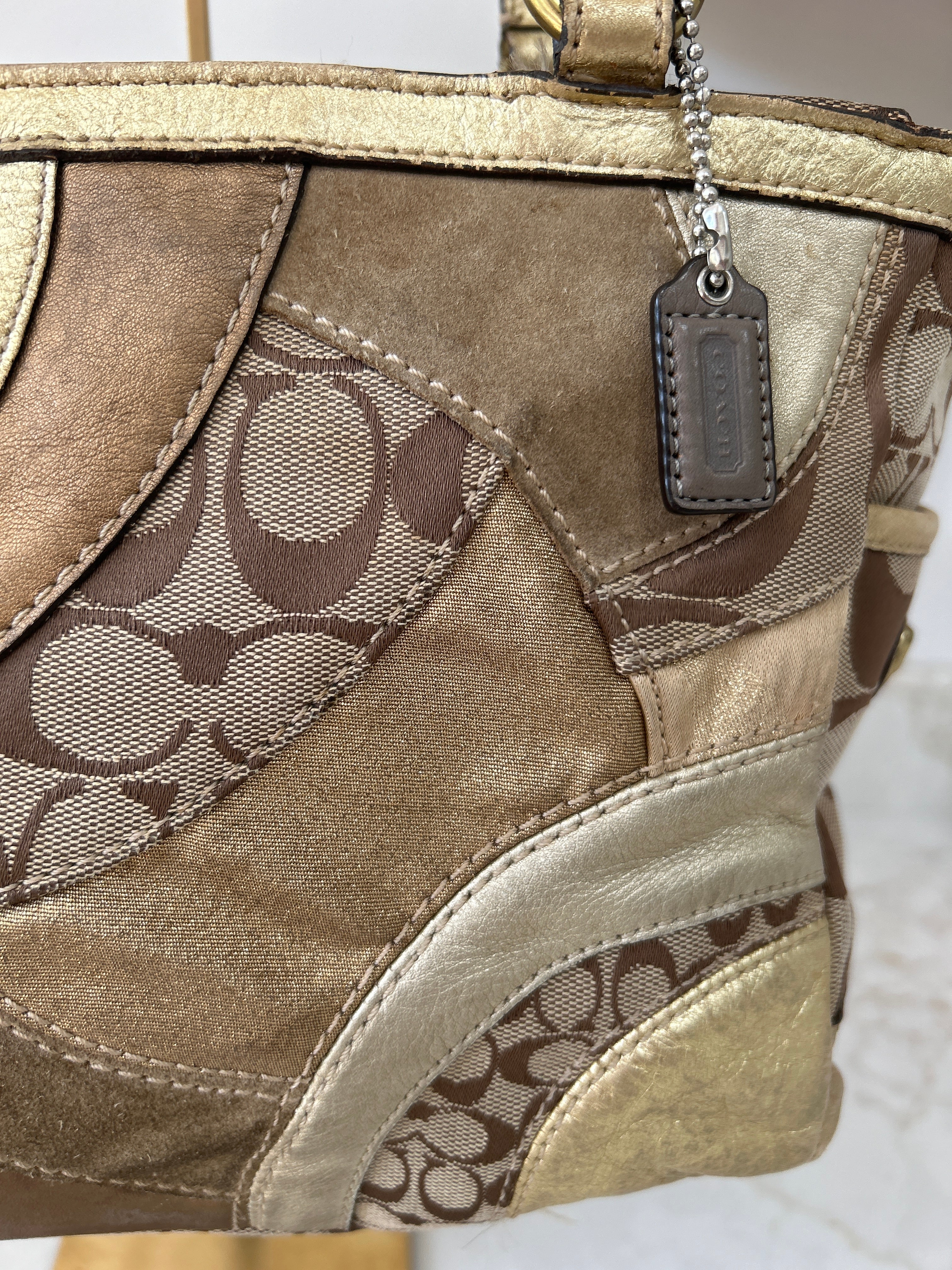 Vintage Coach gold patchwork shoulder bag