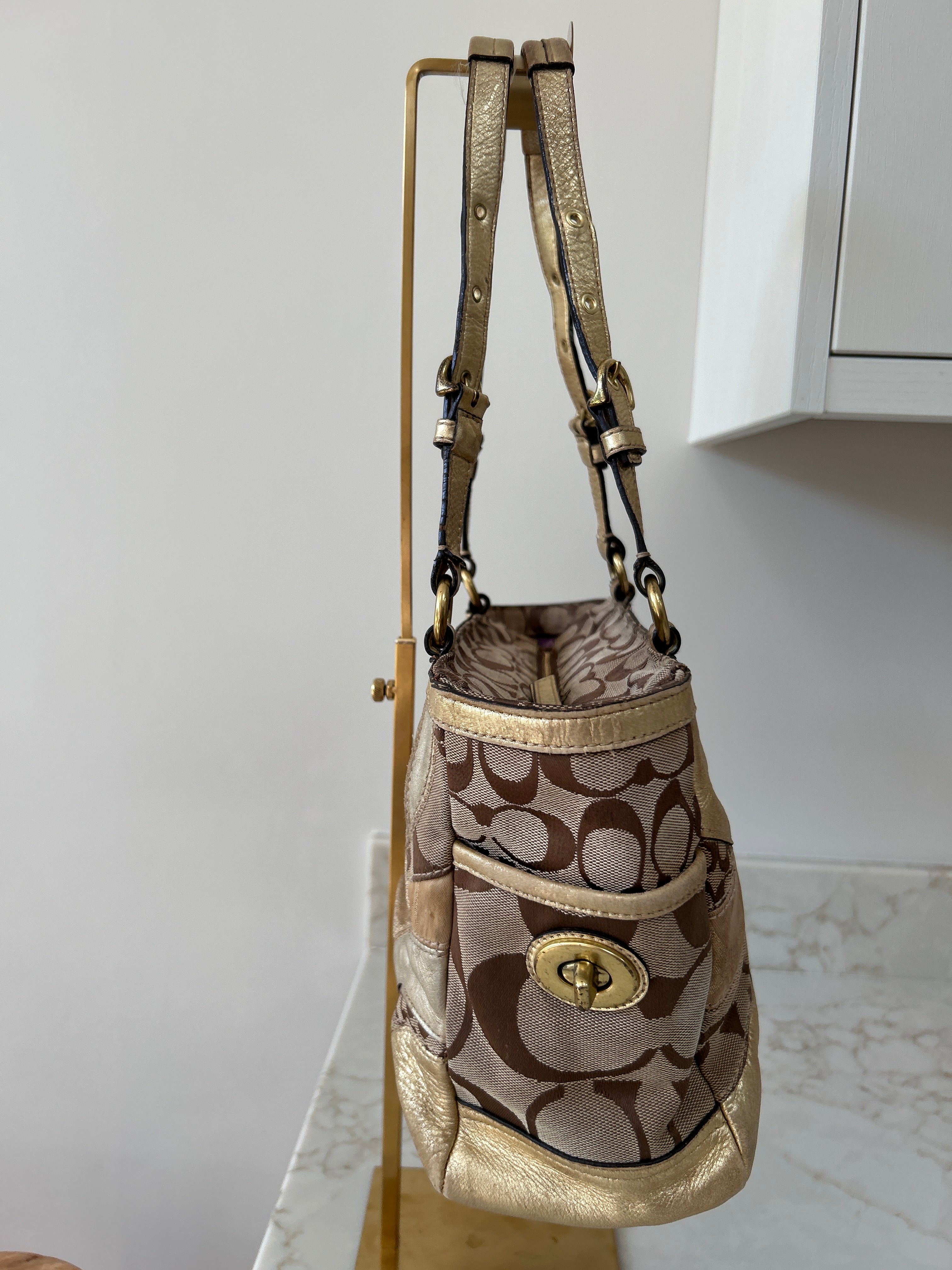 Vintage Coach gold patchwork shoulder bag