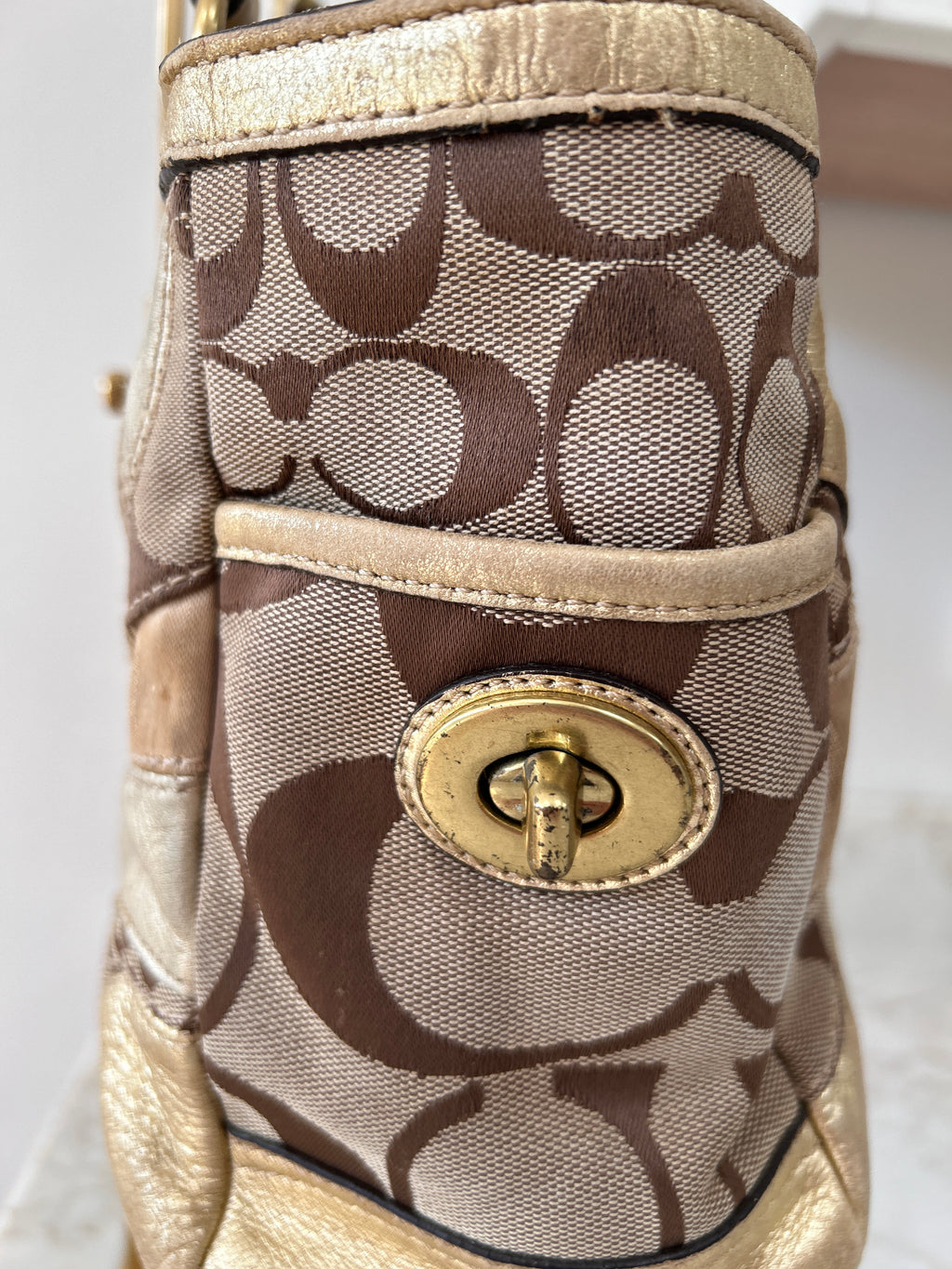 Vintage Coach gold patchwork shoulder bag