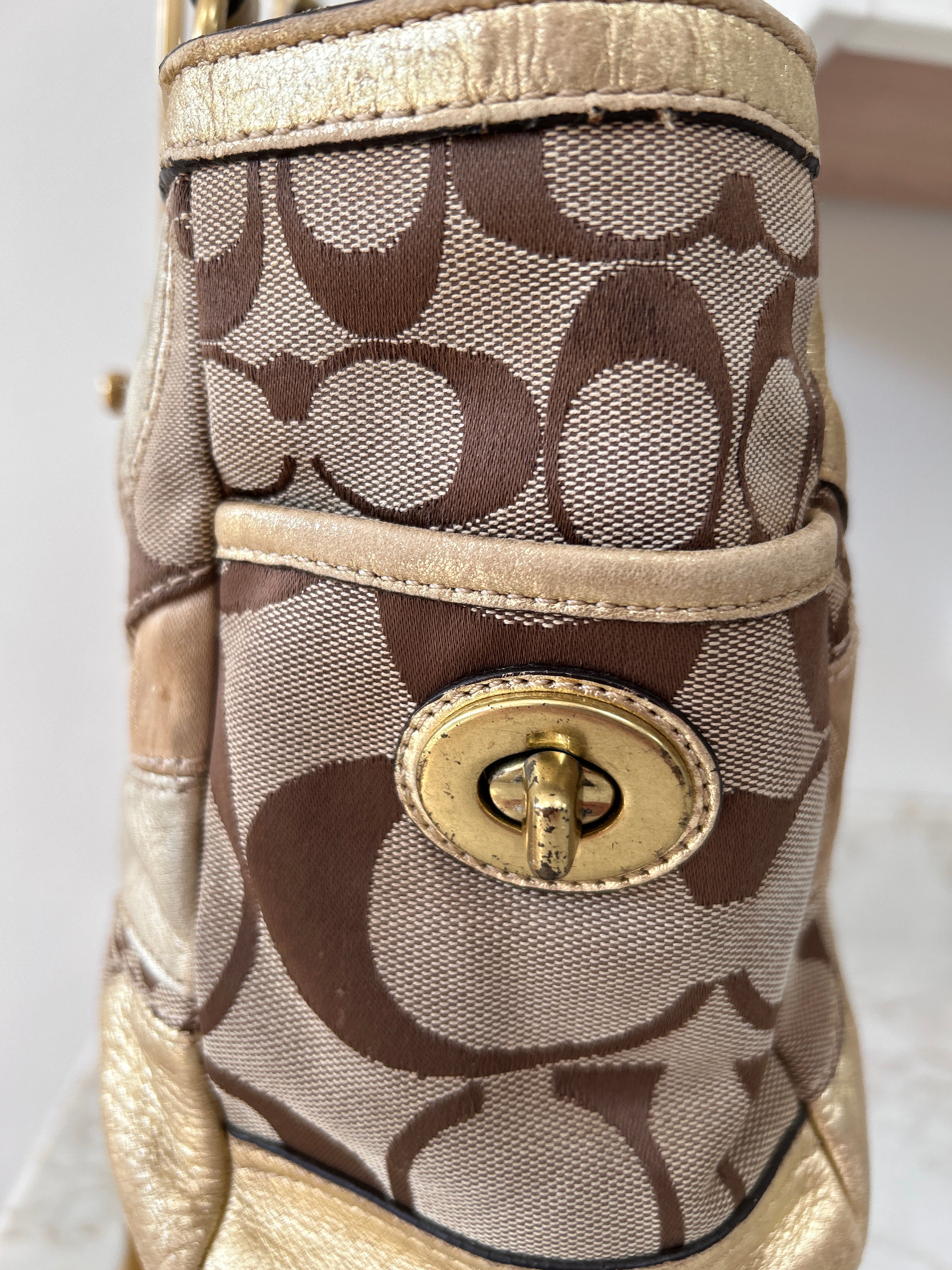 Vintage Coach gold patchwork shoulder bag