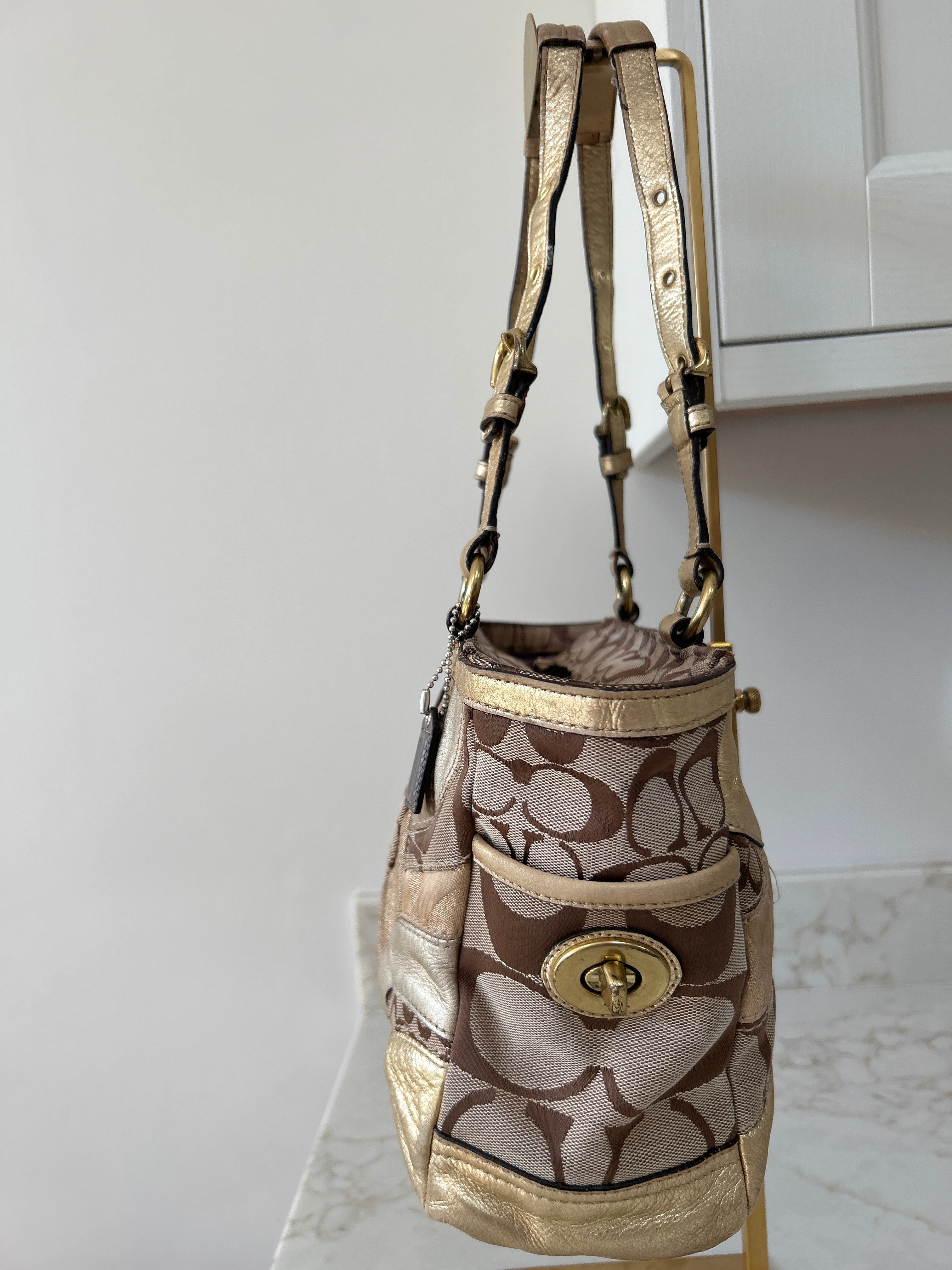 Vintage Coach gold patchwork shoulder bag