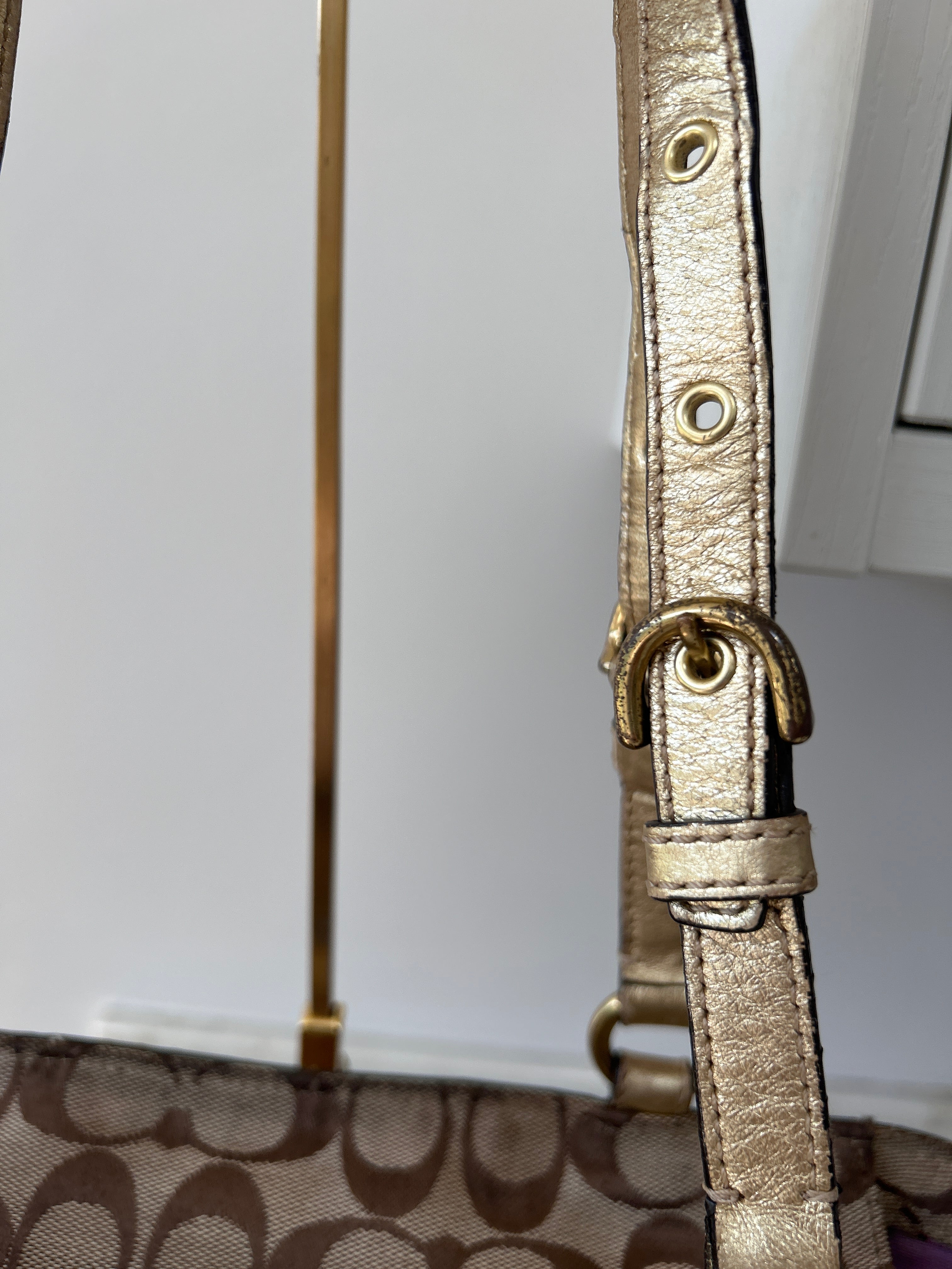 Vintage Coach gold patchwork shoulder bag