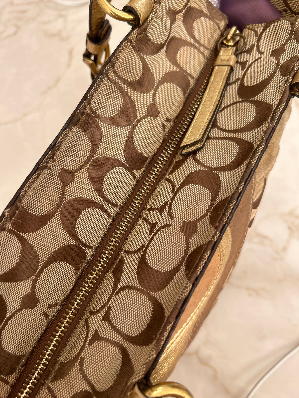 Vintage Coach gold patchwork shoulder bag