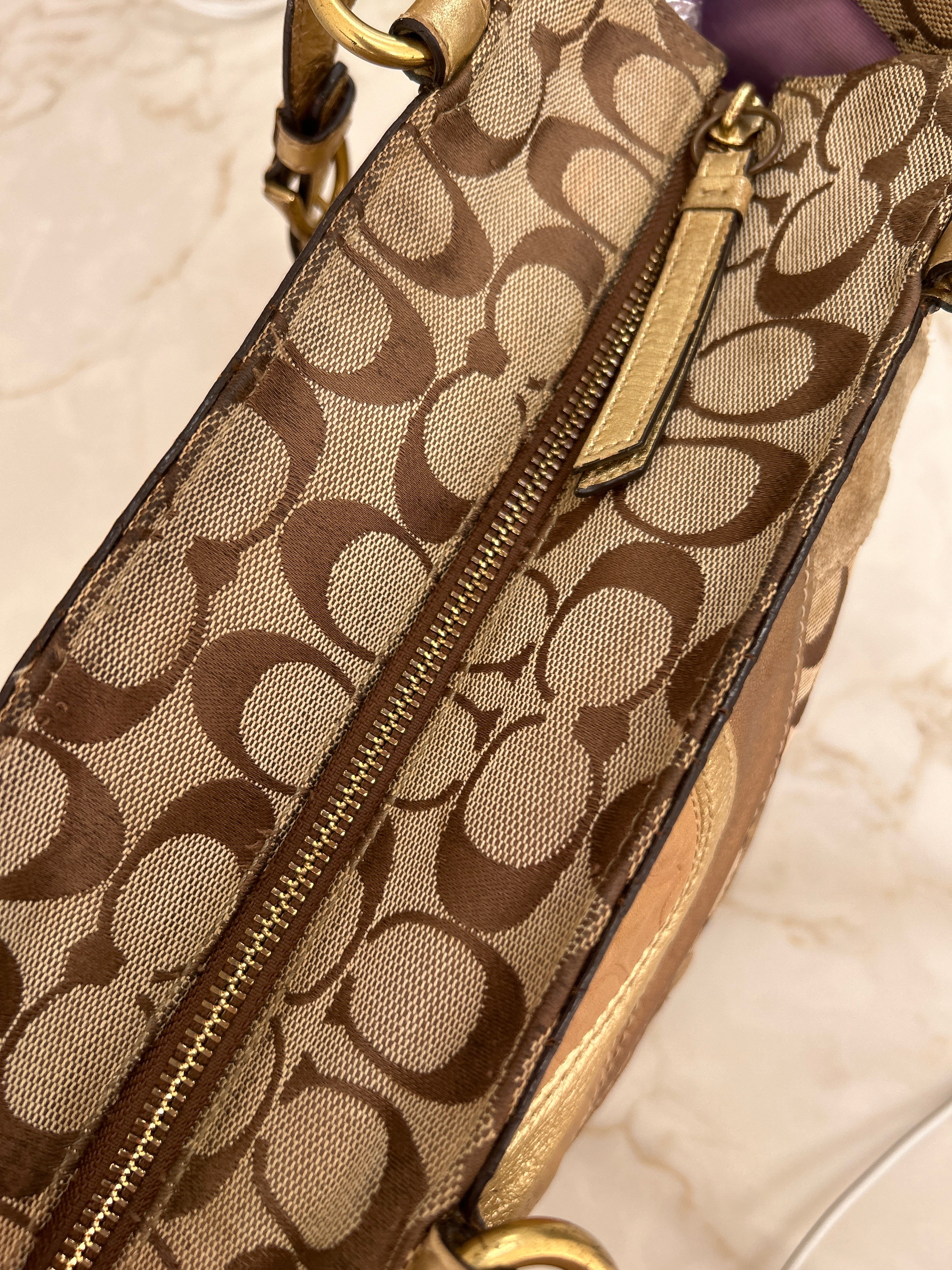 Vintage Coach gold patchwork shoulder bag