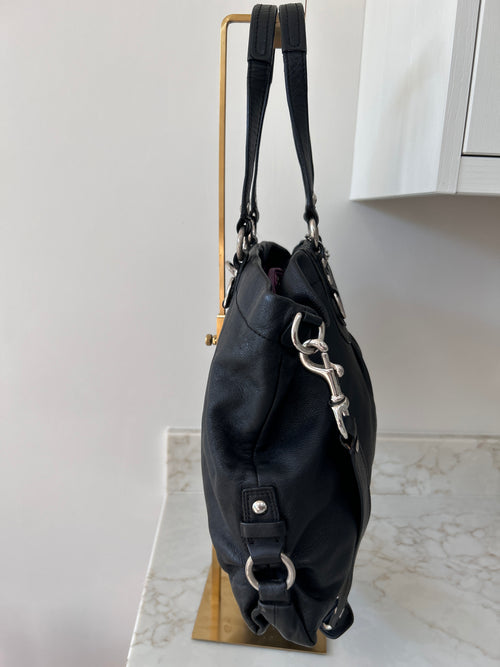 Vintage Coach black leather shoulder bag