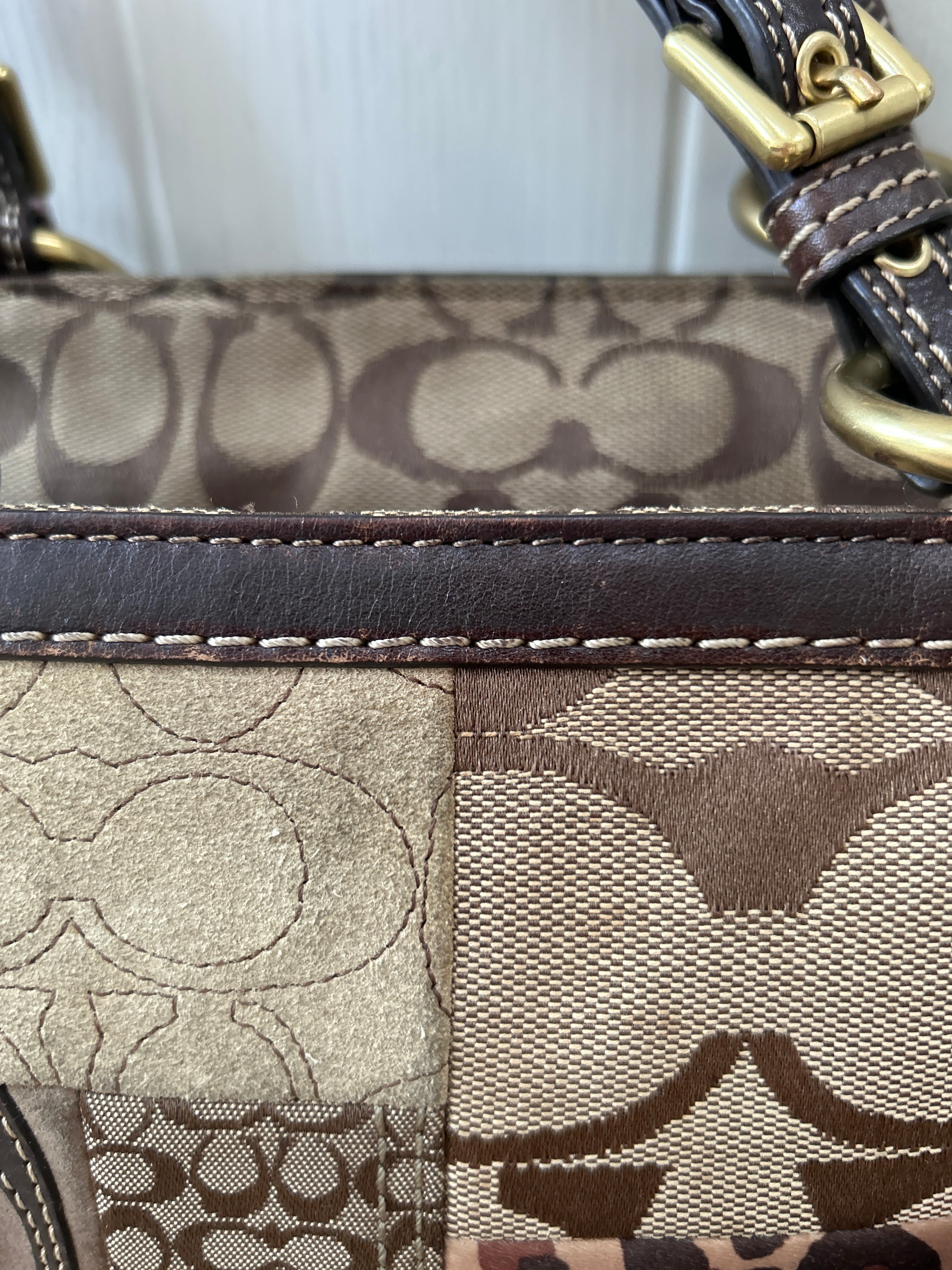 Vintage Coach animal print patchwork shoulder bag