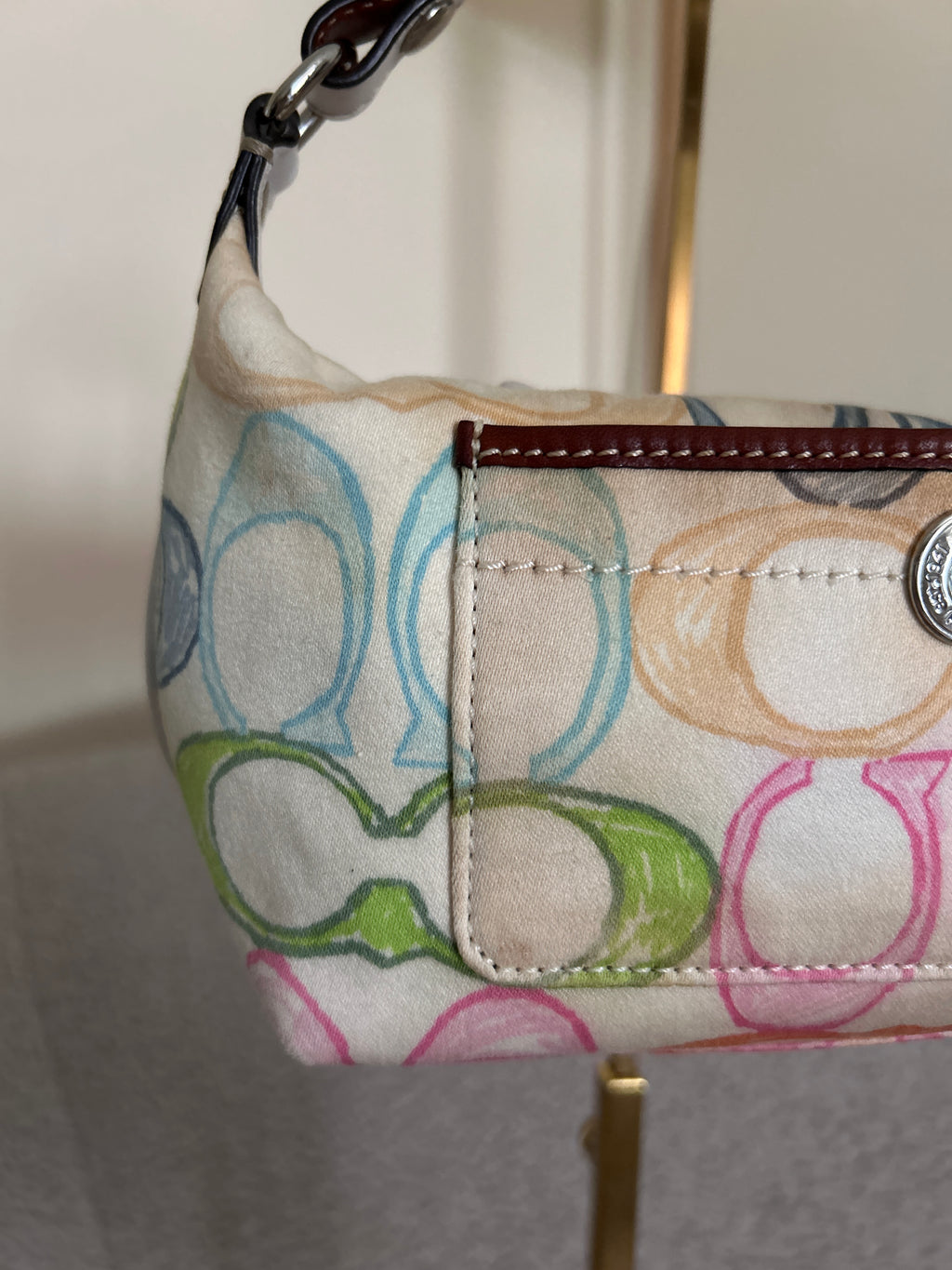 Vintage Coach multicolour monogram mini handbag