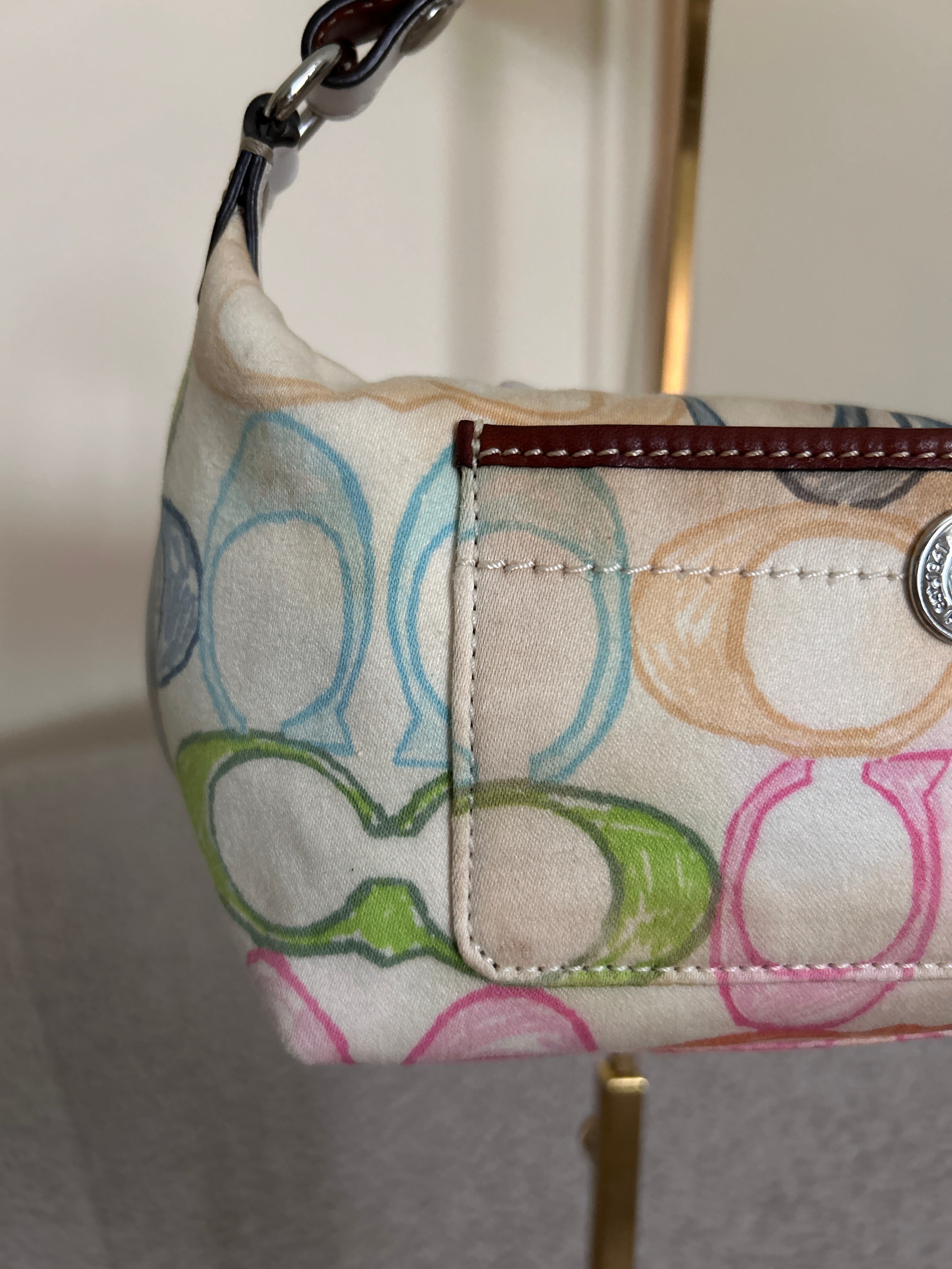 Vintage Coach multicolour monogram mini handbag