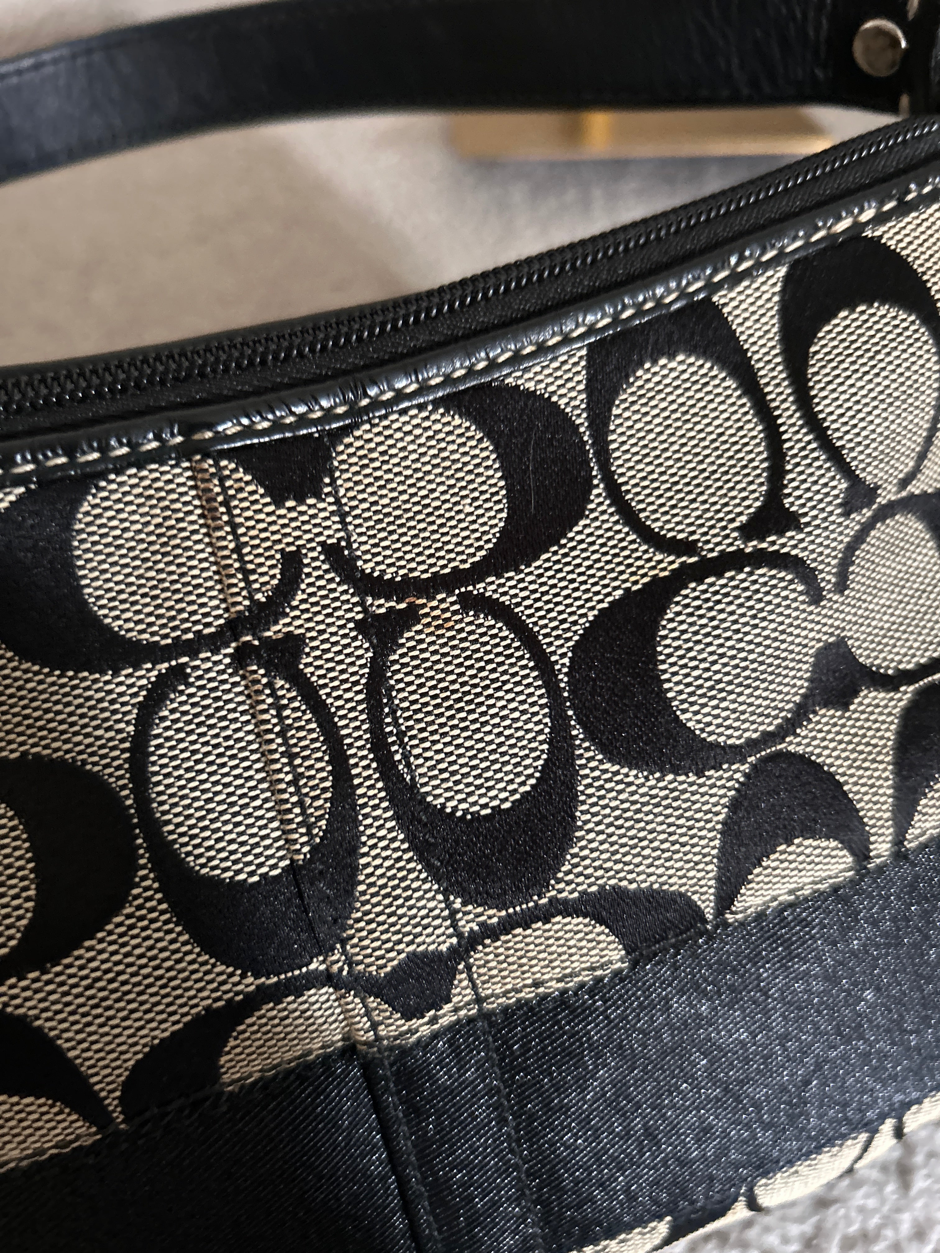 Vintage Coach black stripe shoulder bag
