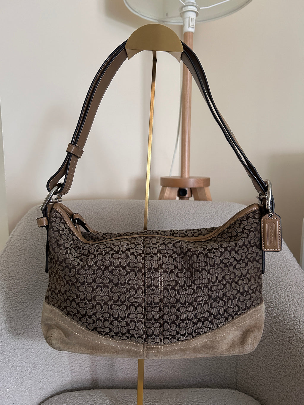Vintage Coach signature monogram shoulder bag