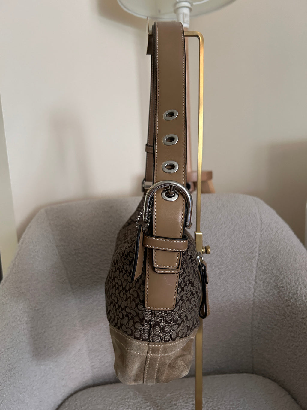Vintage Coach signature monogram shoulder bag
