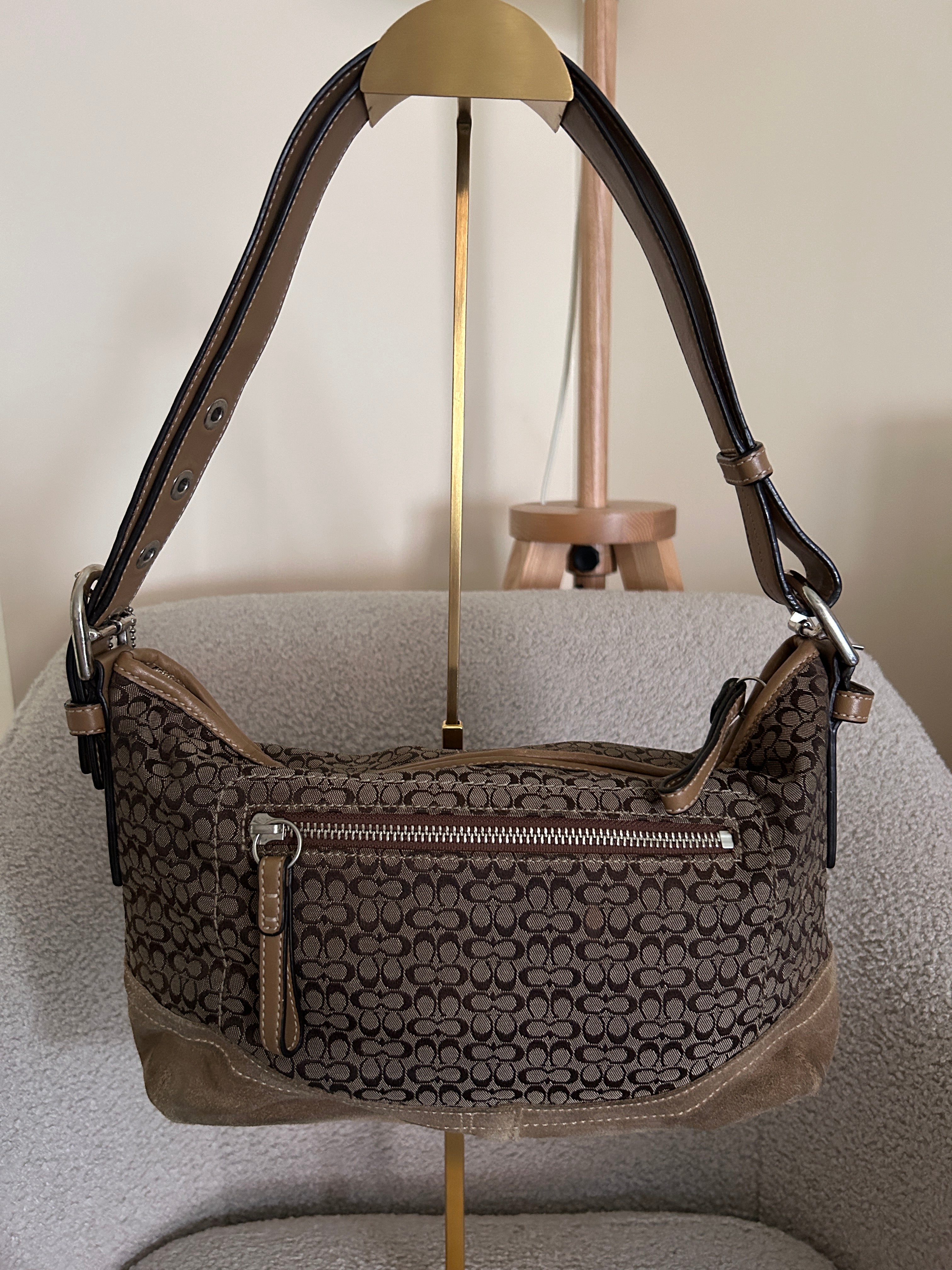 Vintage Coach signature monogram shoulder bag
