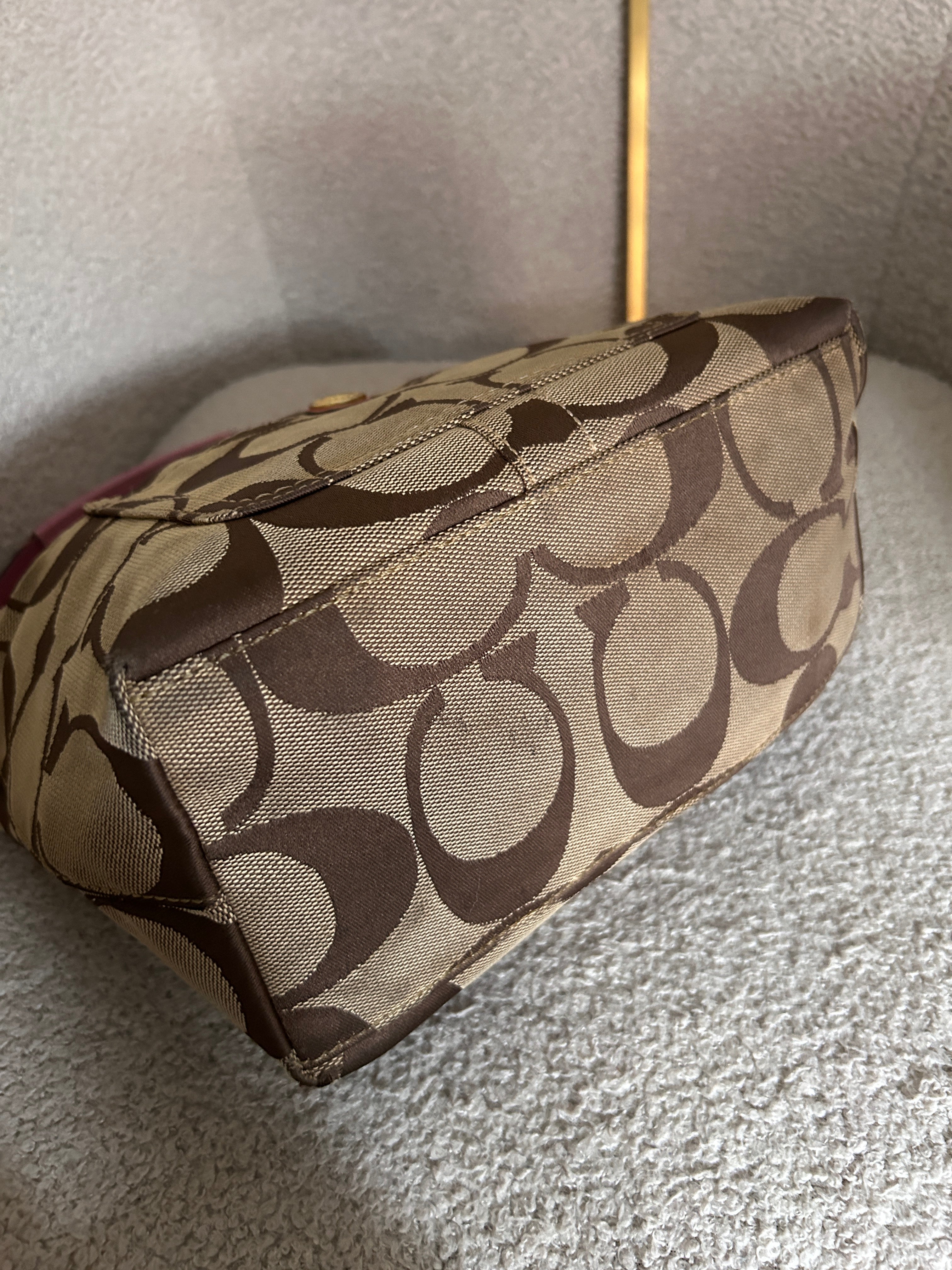 Vintage Coach signature monogram and pink shoulder bag