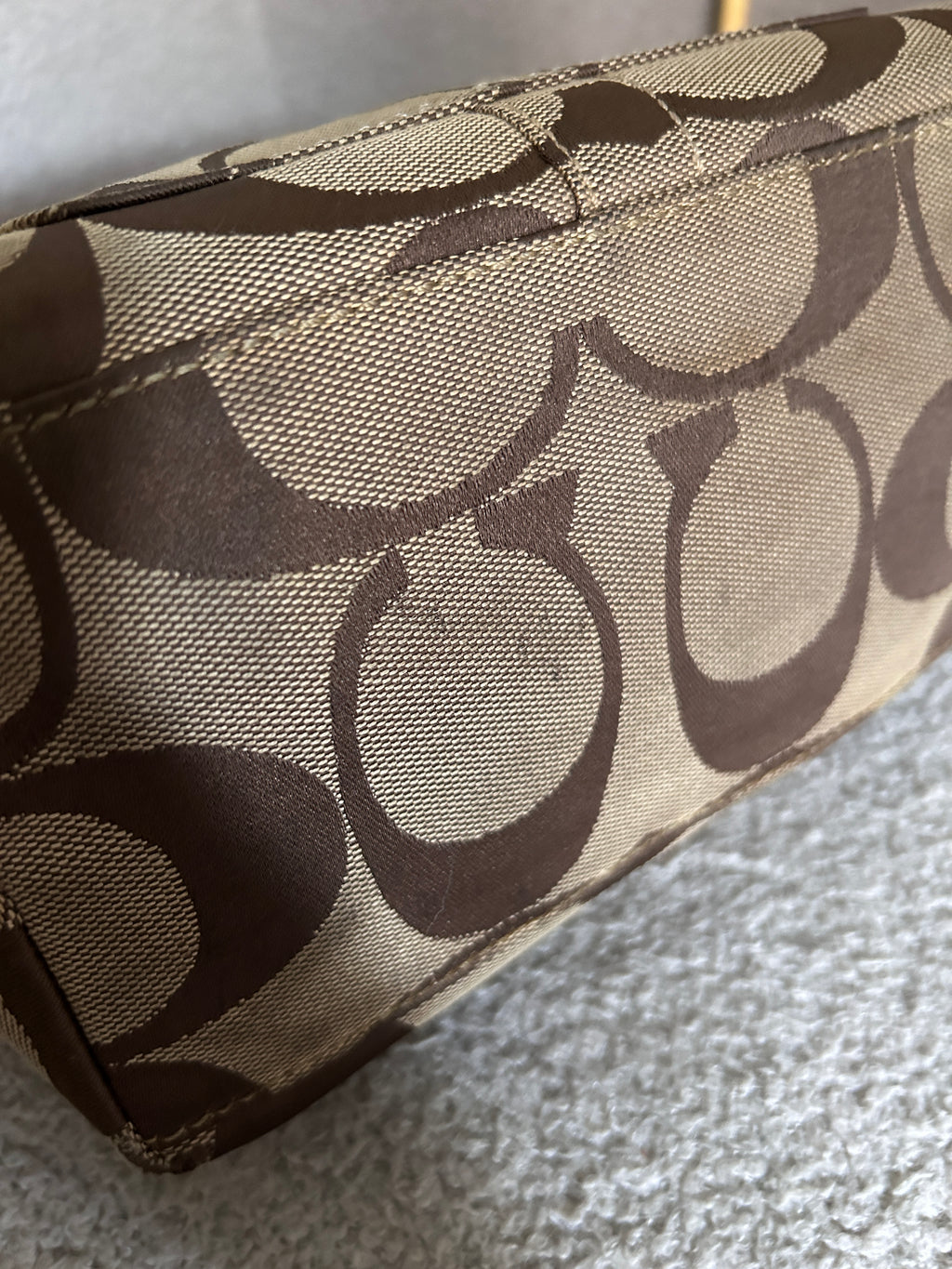 Vintage Coach signature monogram and pink shoulder bag
