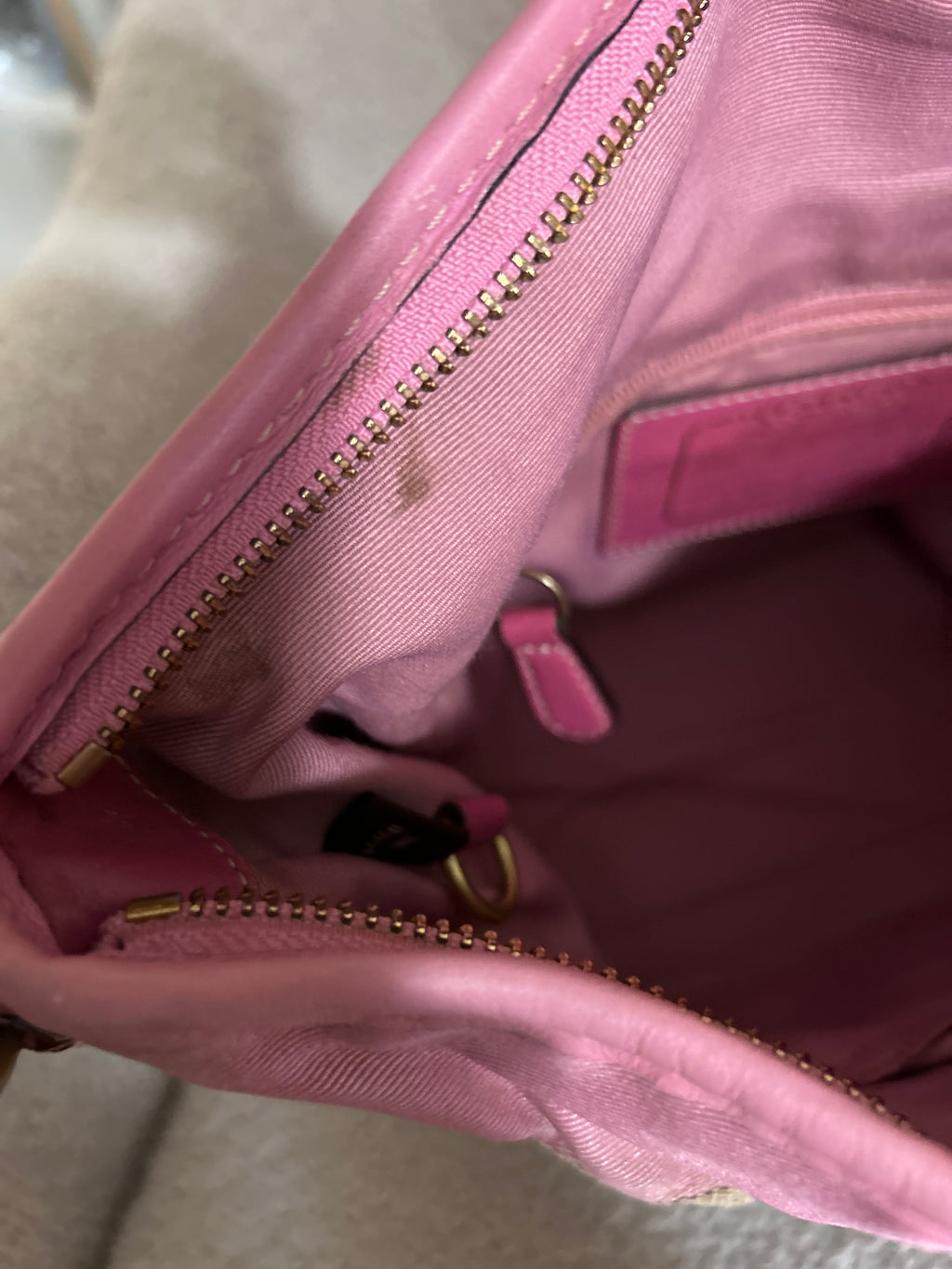 Vintage Coach signature monogram and pink shoulder bag