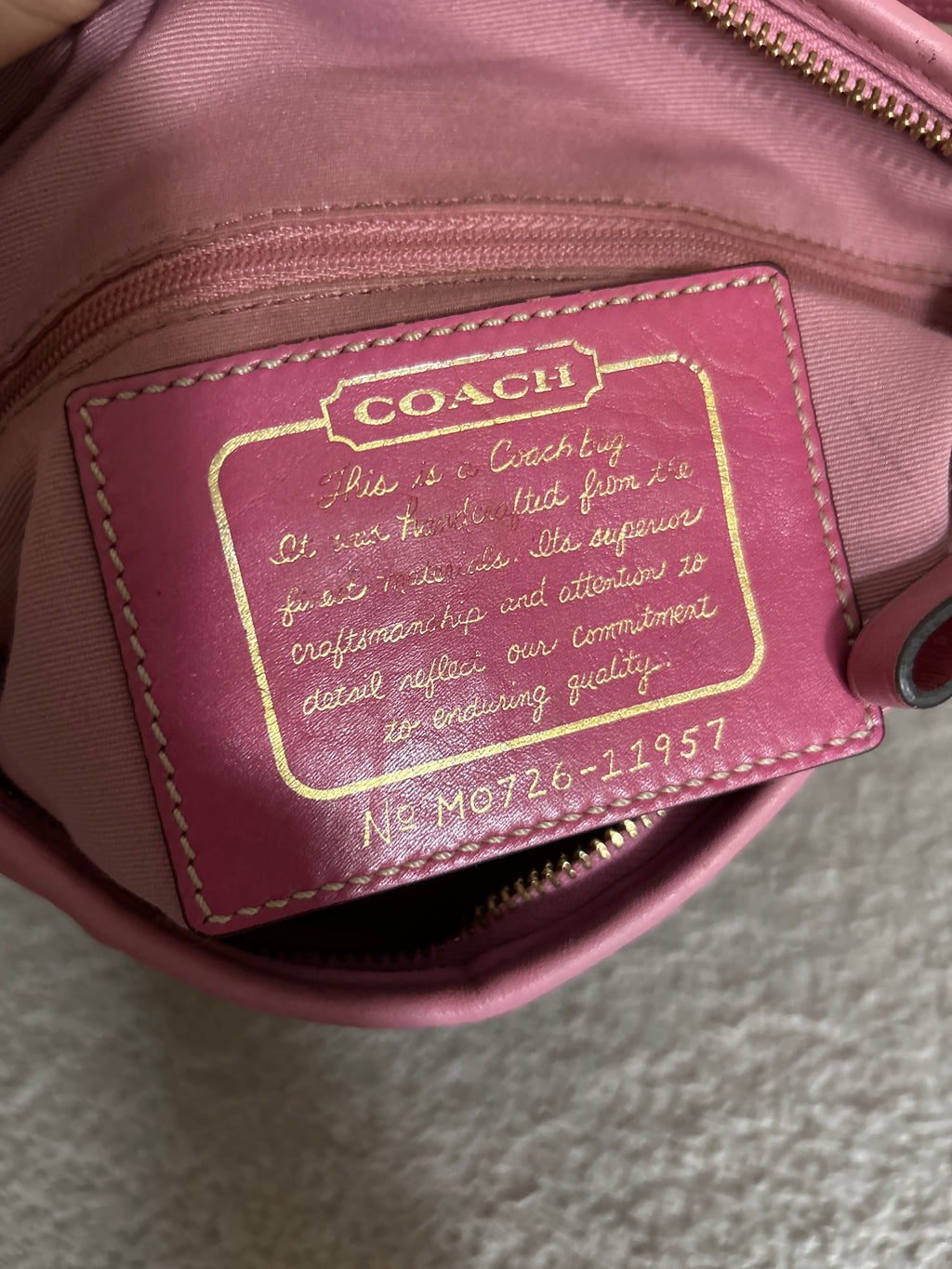 Vintage Coach signature monogram and pink shoulder bag