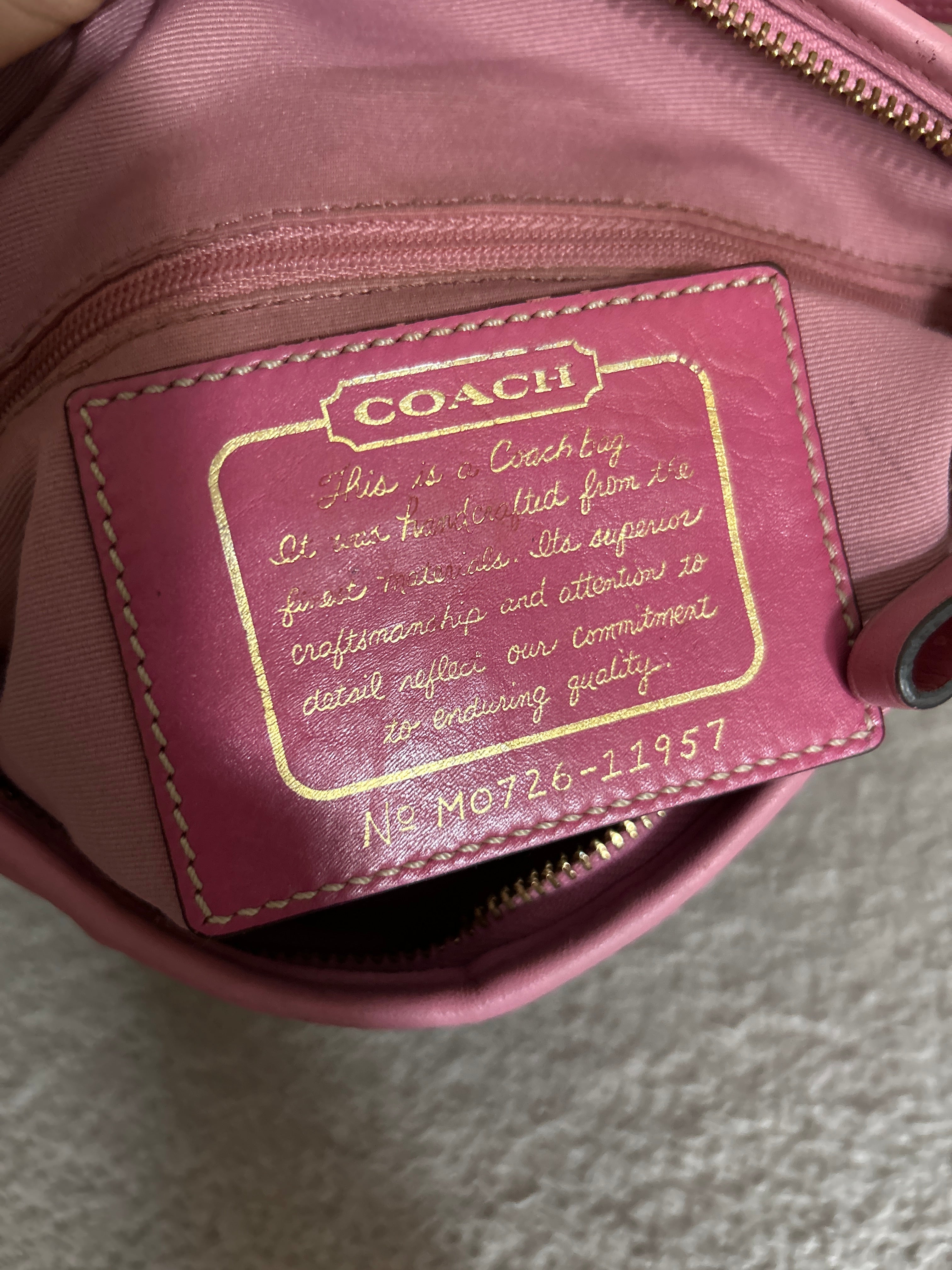 Vintage Coach signature monogram and pink shoulder bag