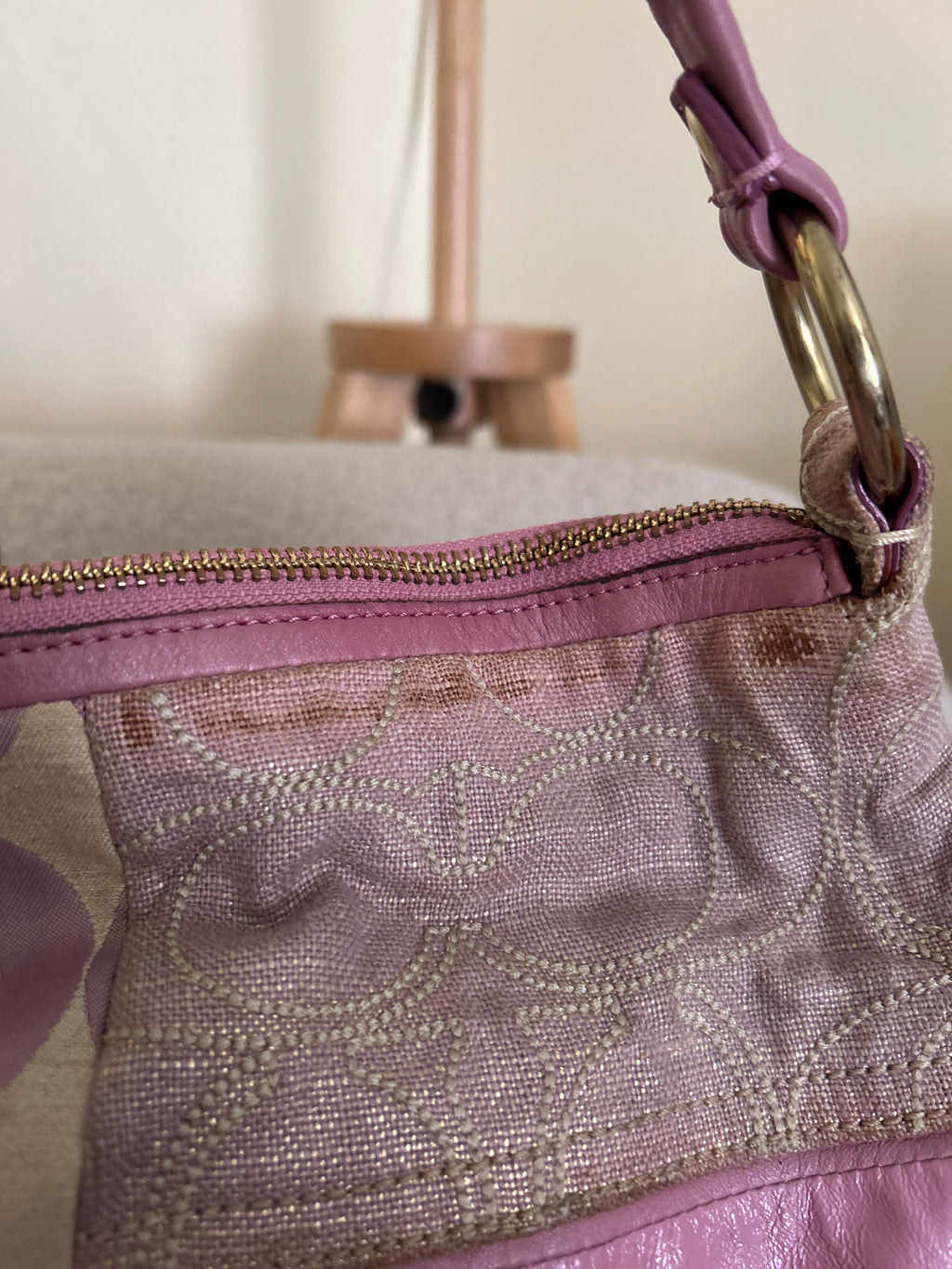 Vintage Coach pink patchwork shoulder bag
