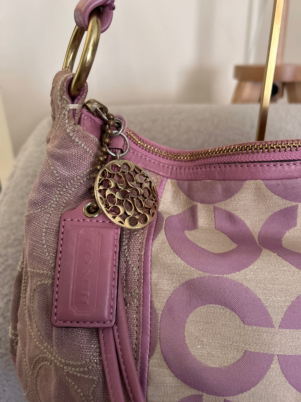 Vintage Coach pink patchwork shoulder bag