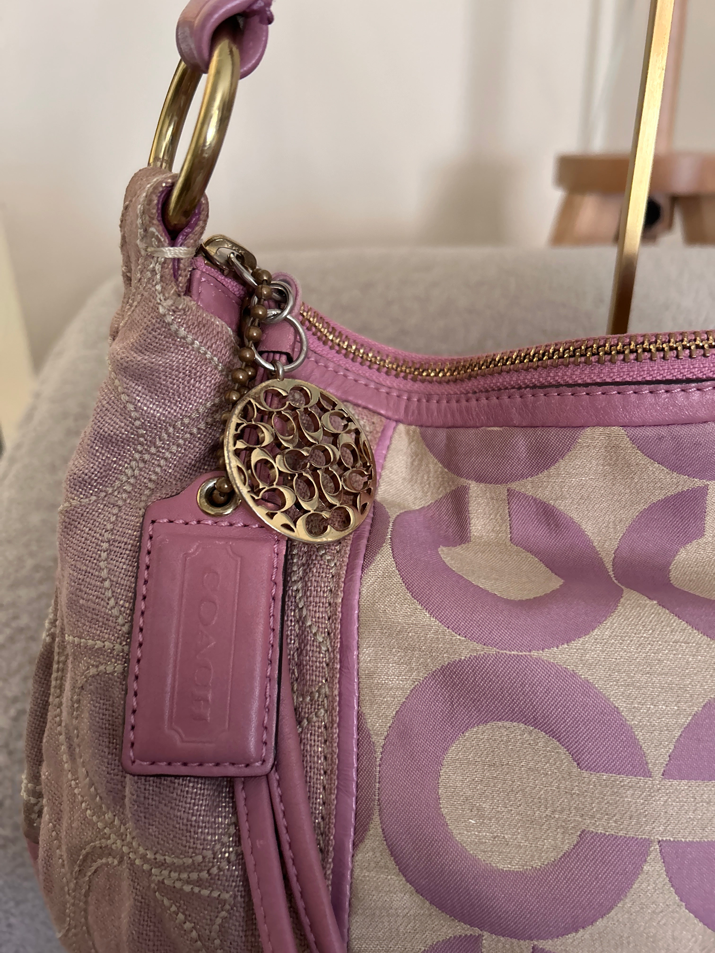 Vintage Coach pink patchwork shoulder bag