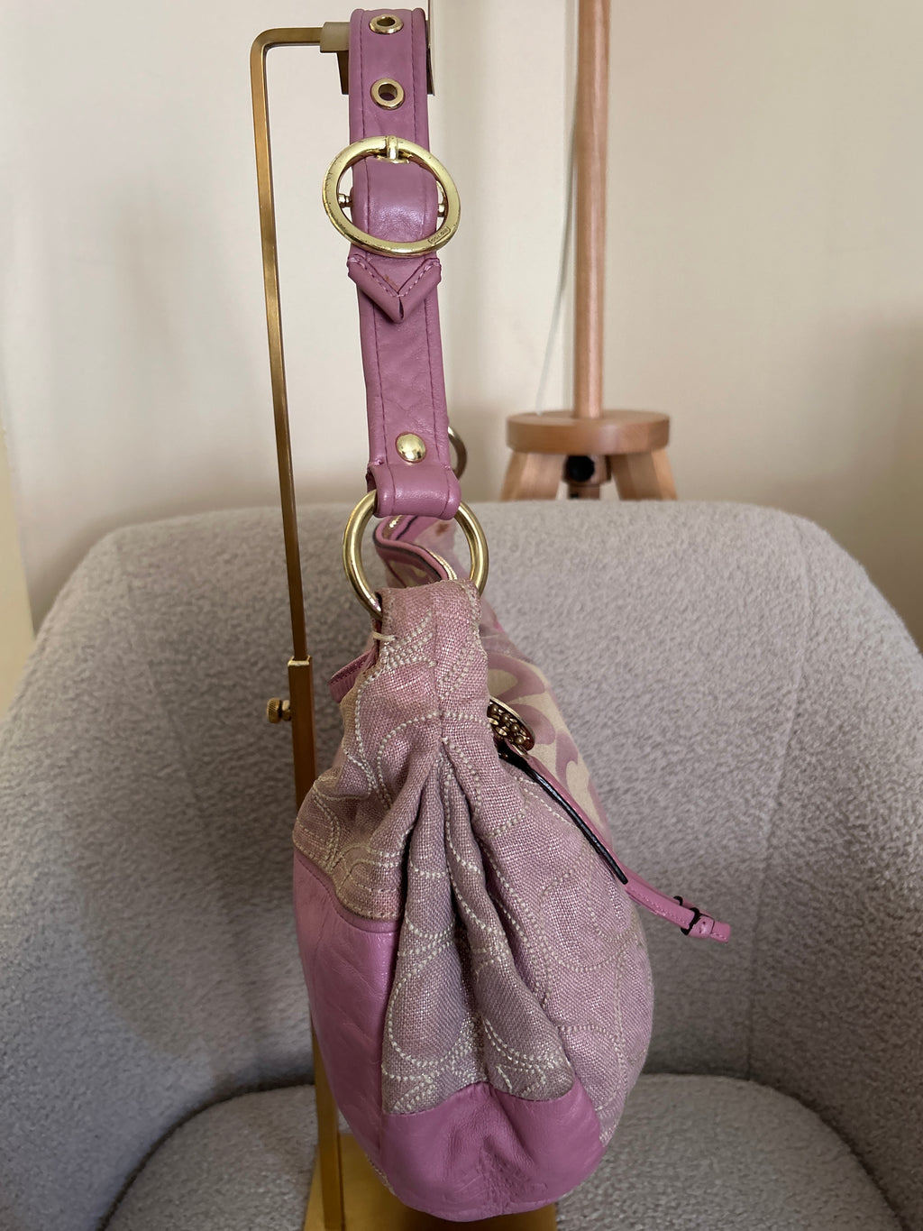Vintage Coach pink patchwork shoulder bag