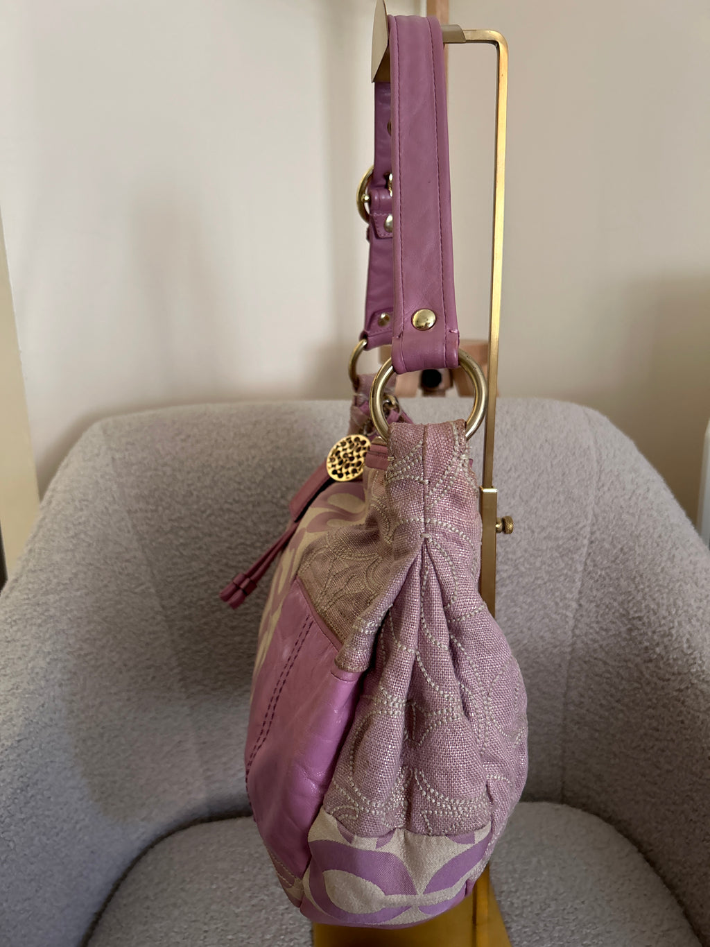 Vintage Coach pink patchwork shoulder bag