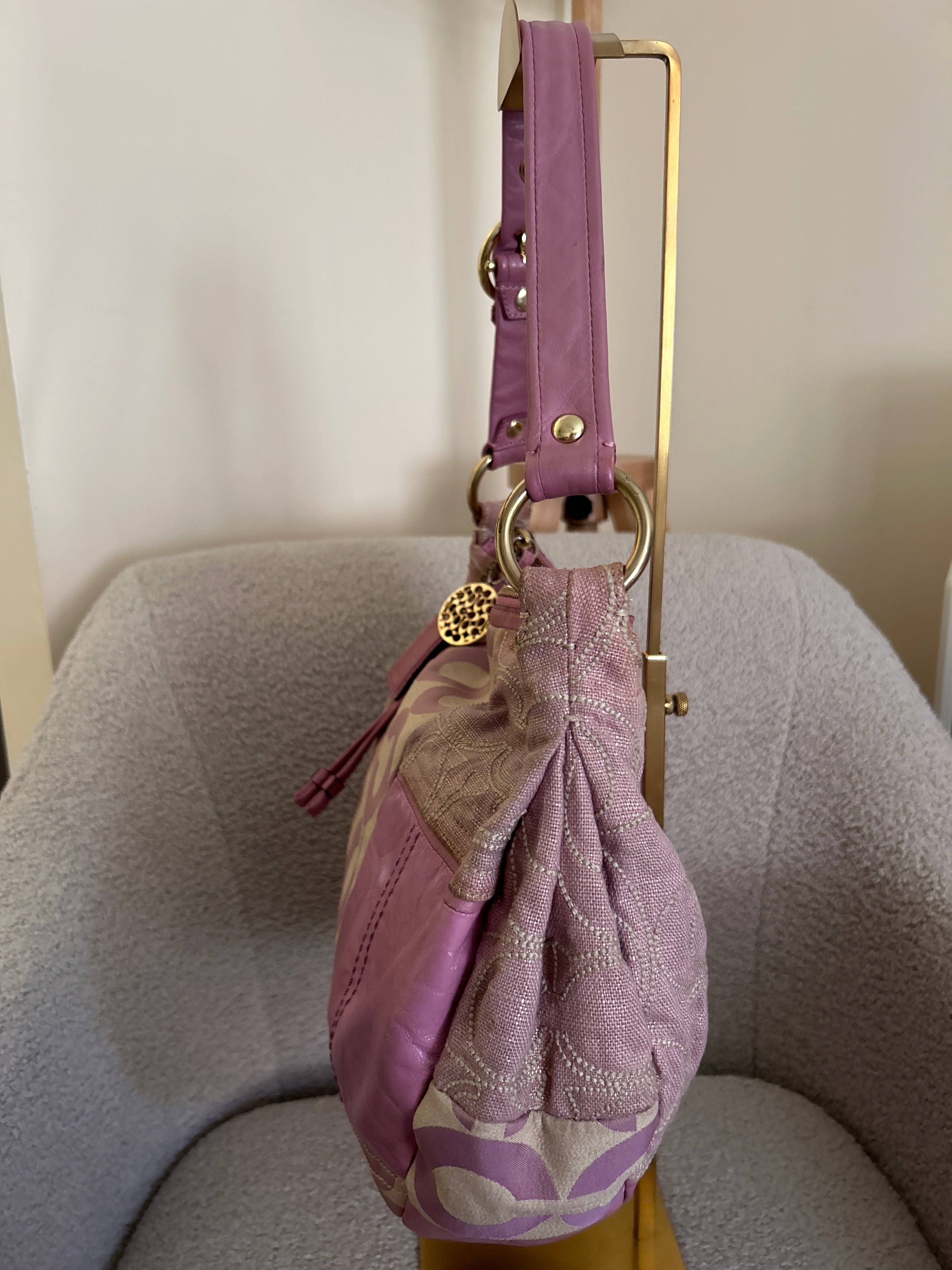 Vintage Coach pink patchwork shoulder bag