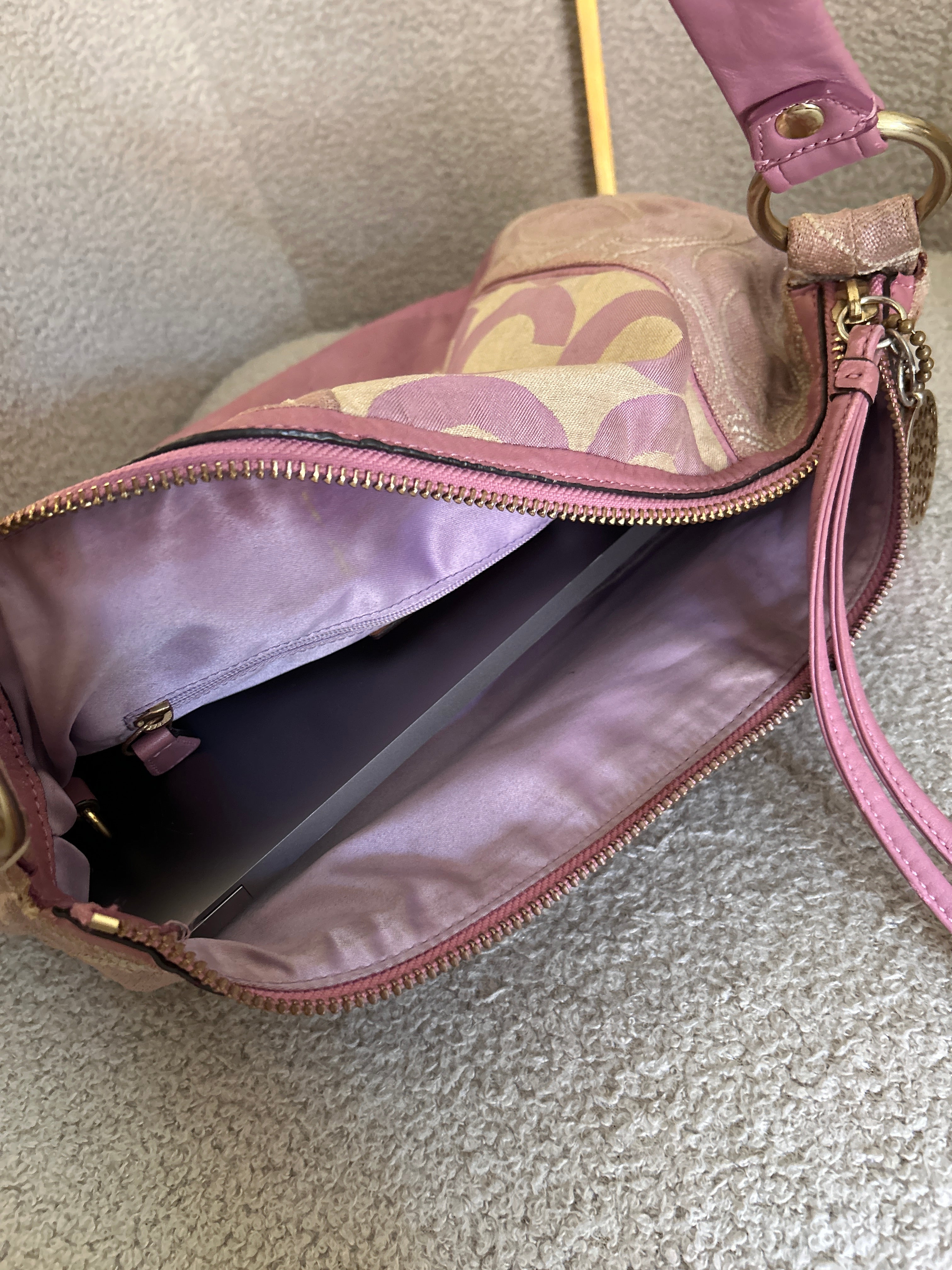 Vintage Coach pink patchwork shoulder bag