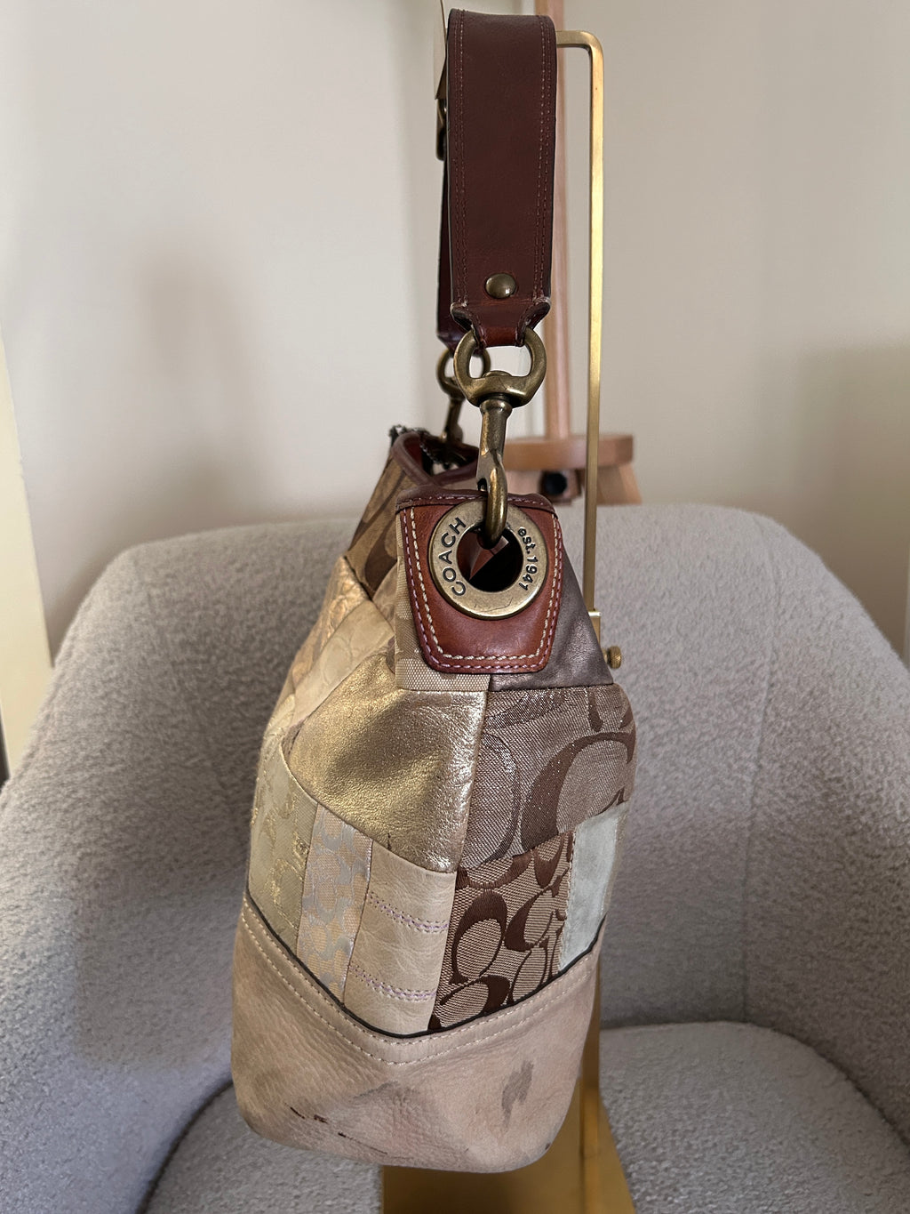 Vintage Coach patchwork shoulder bag