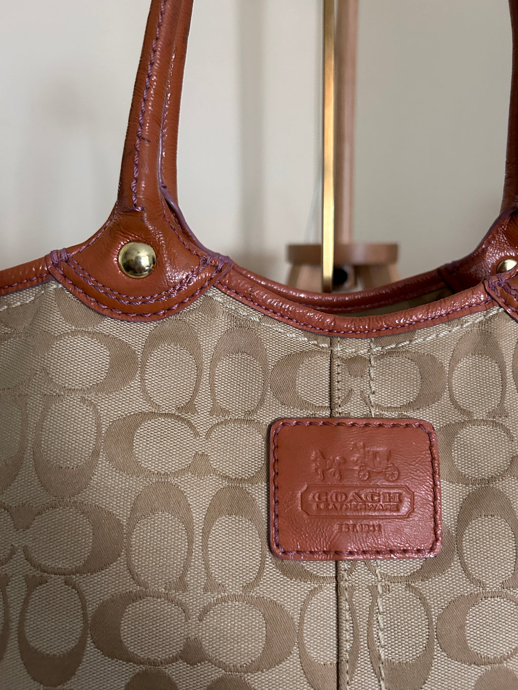 Vintage Coach large tote shoulder bag