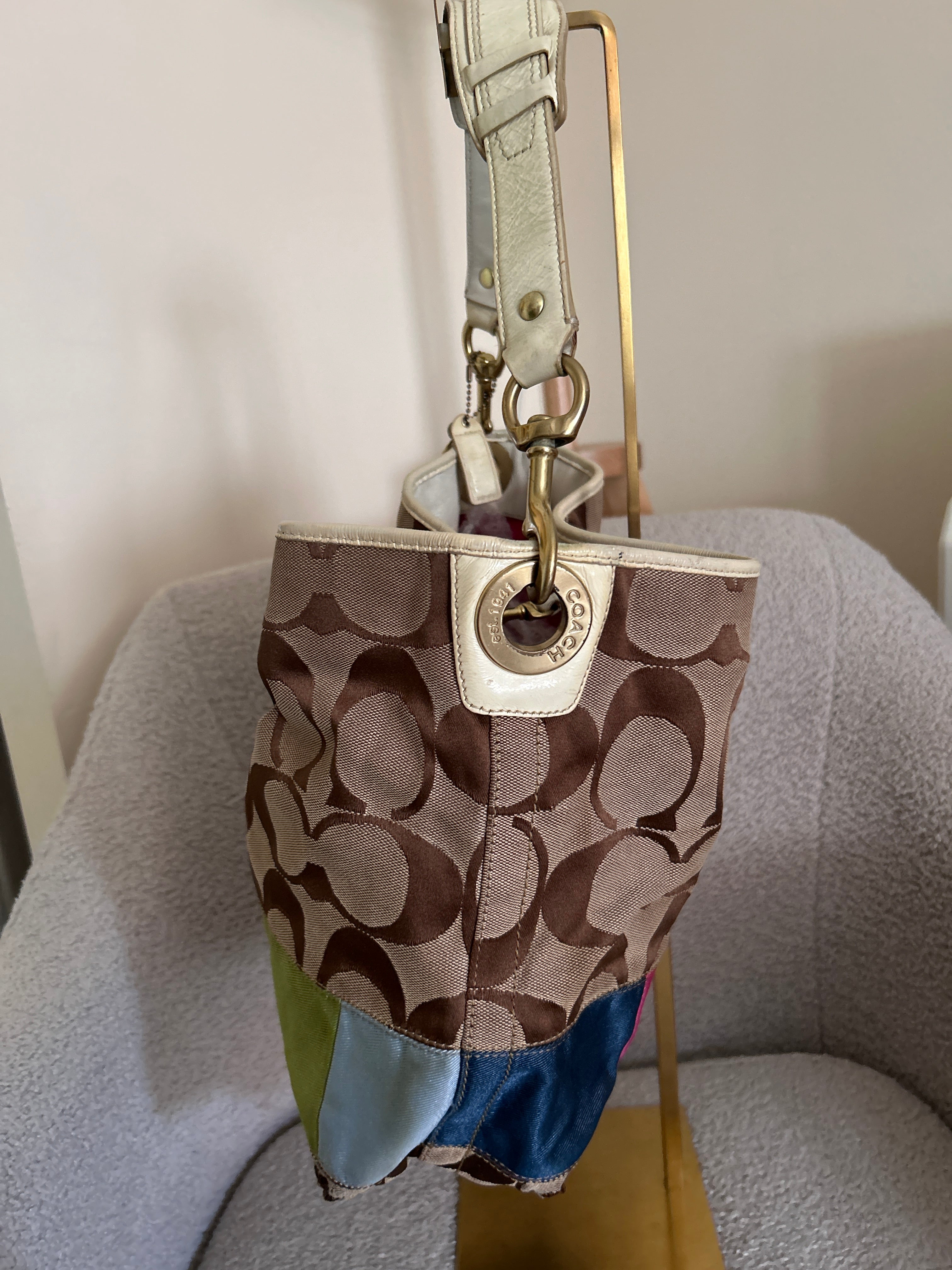 Vintage Coach Legacy multicolour stripe shoulder bag