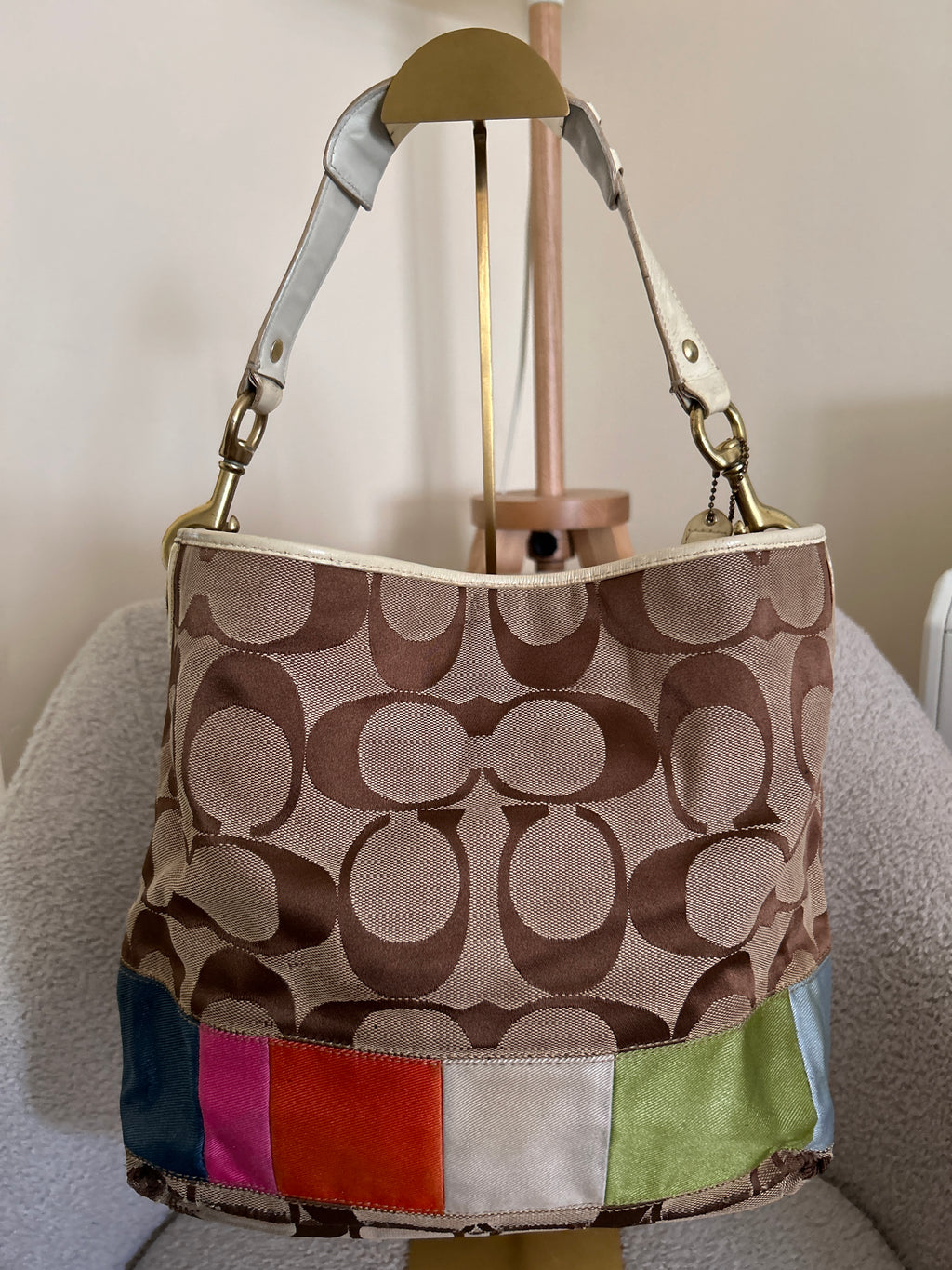 Vintage Coach Legacy multicolour stripe shoulder bag