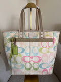 Vintage Coach multicolour monogram tote shoulder bag