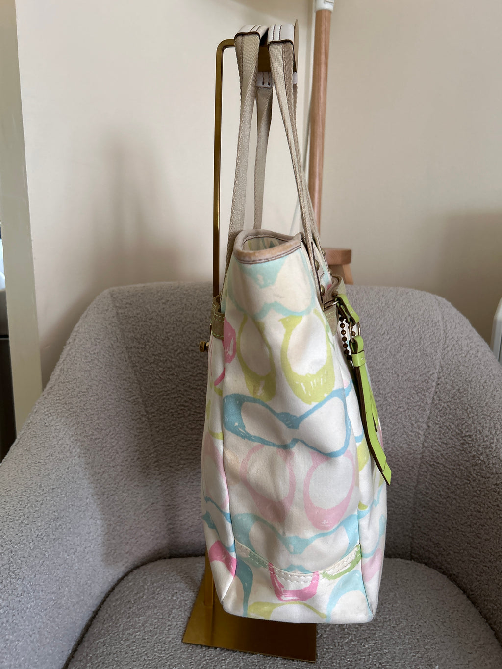 Vintage Coach multicolour monogram tote shoulder bag