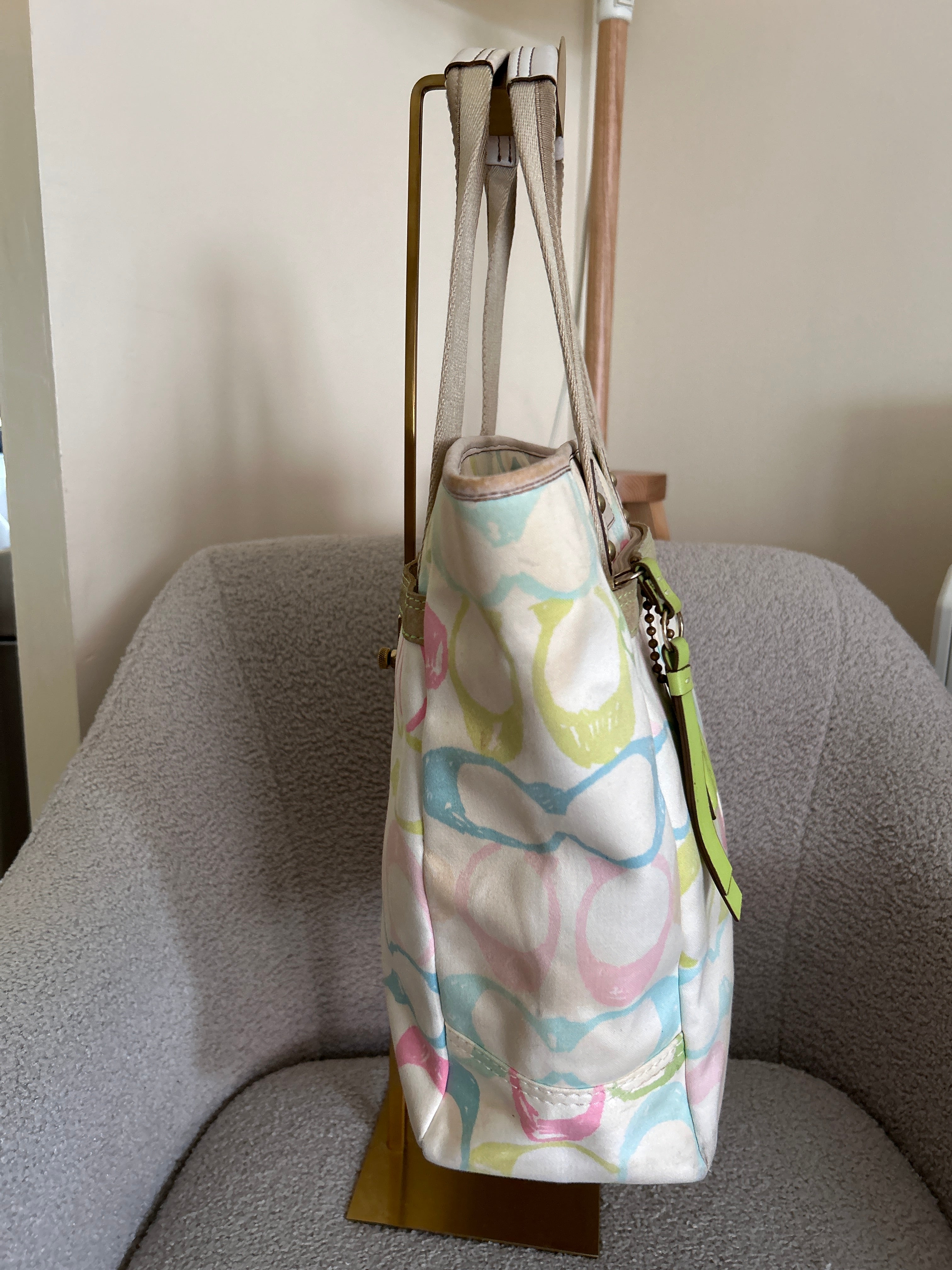 Vintage Coach multicolour monogram tote shoulder bag