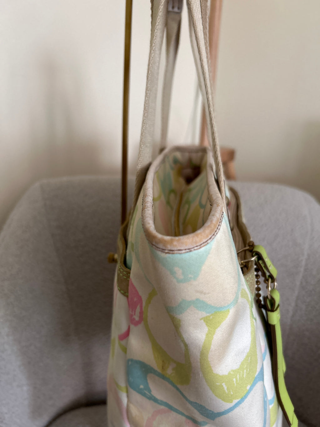 Vintage Coach multicolour monogram tote shoulder bag