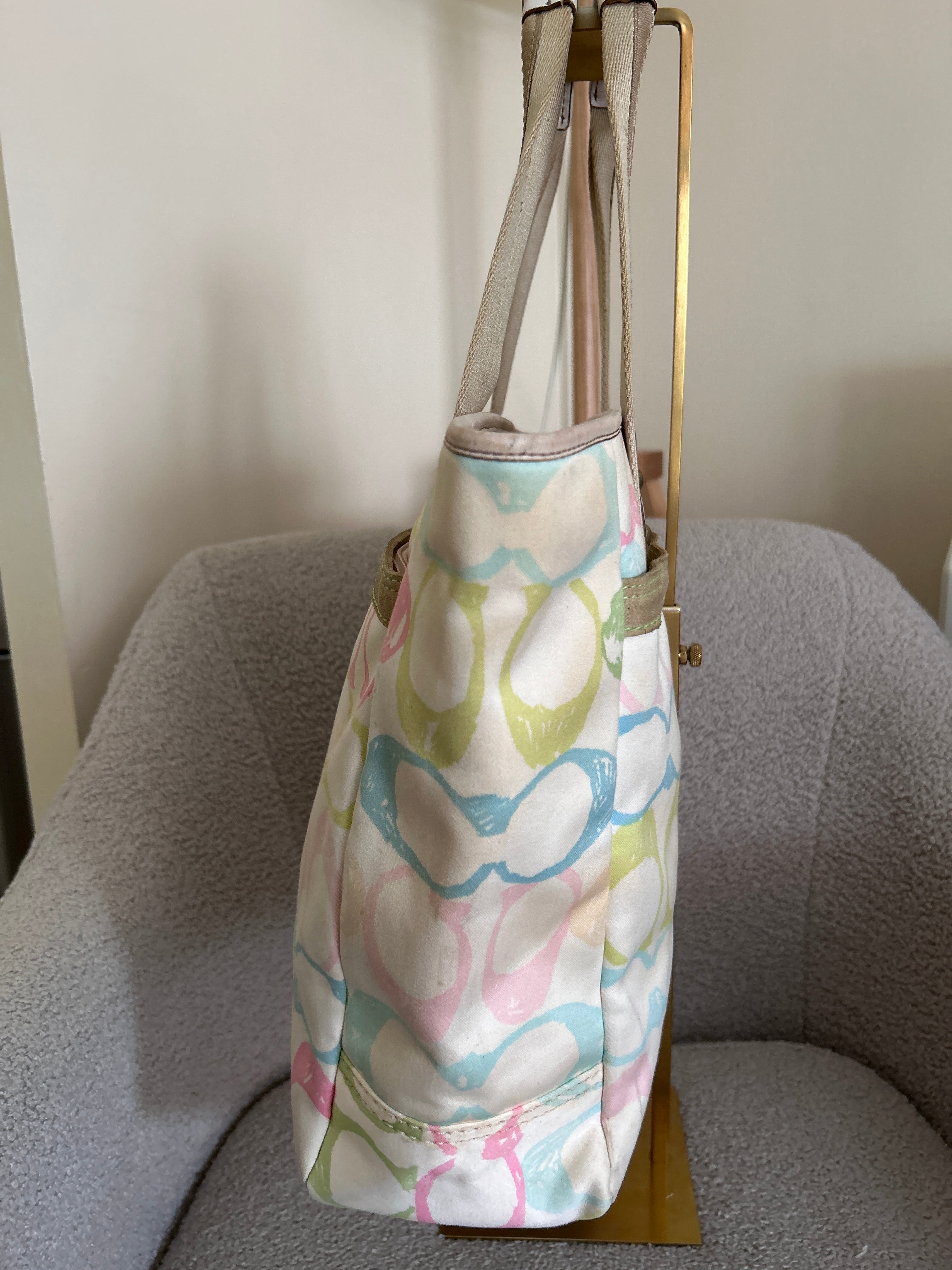 Vintage Coach multicolour monogram tote shoulder bag
