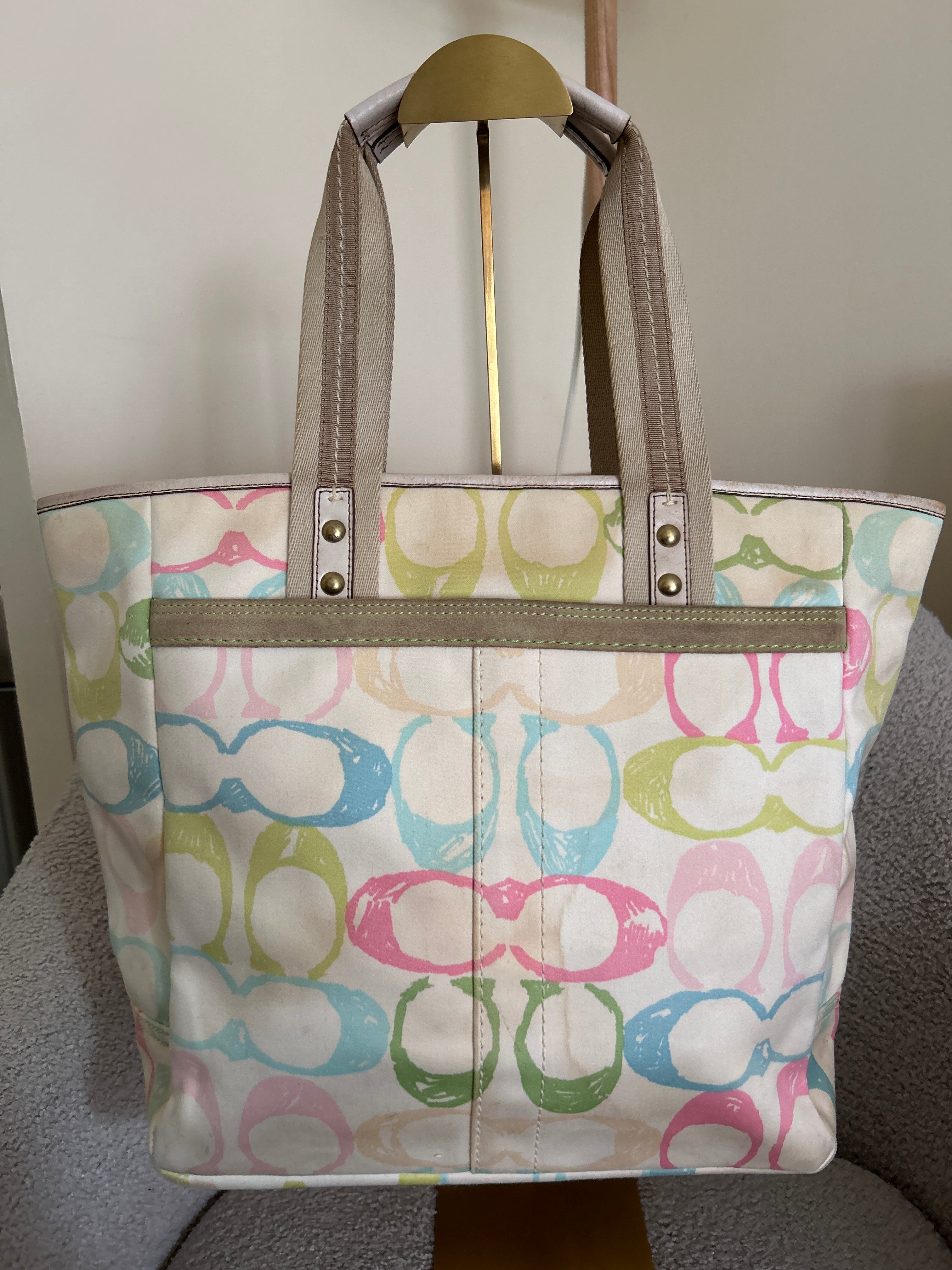 Vintage Coach multicolour monogram tote shoulder bag